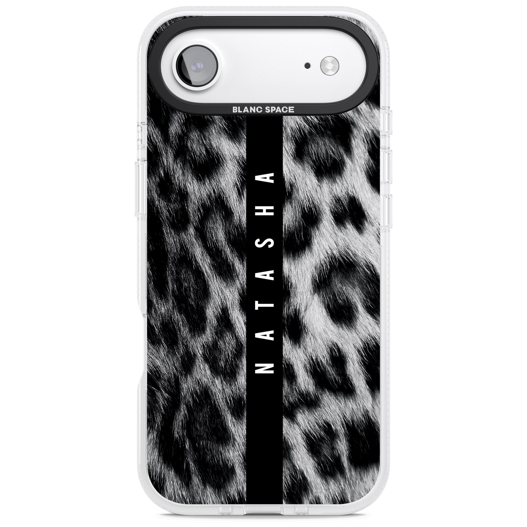 Personalised Snow Leopard Print iPhone 17 Air Impact Air Clear Phone Case