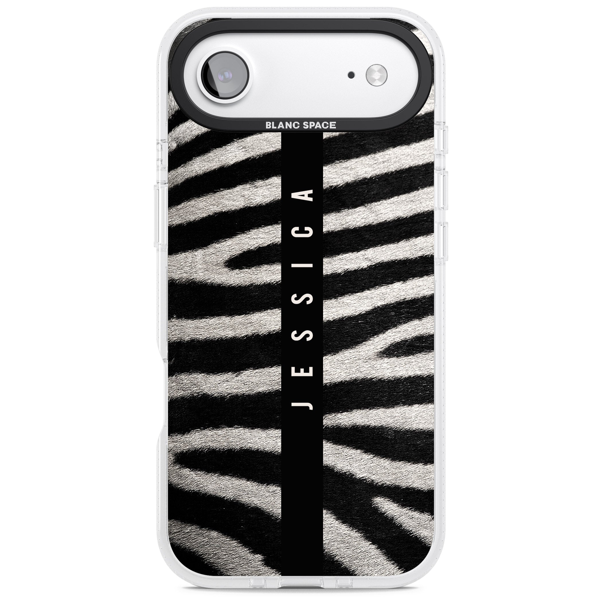 Personalised Zebra Print iPhone 17 Air Impact Air Clear Phone Case