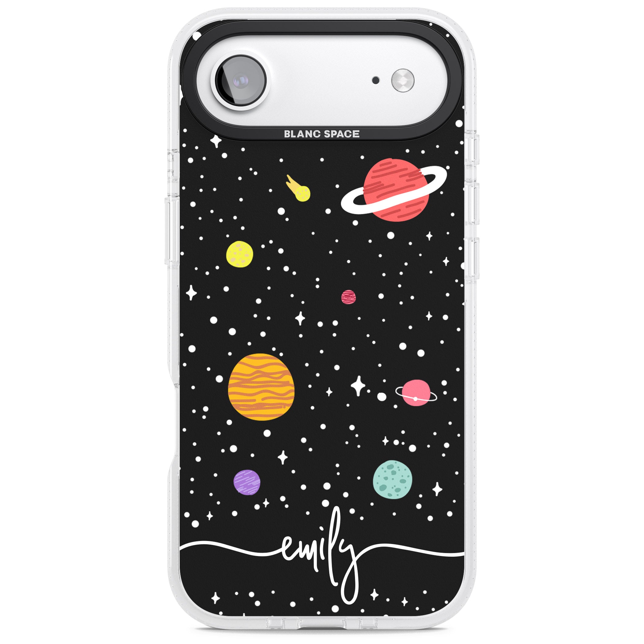 Personalised Cute Cartoon Planet iPhone 17 Air Impact Air Clear Phone Case