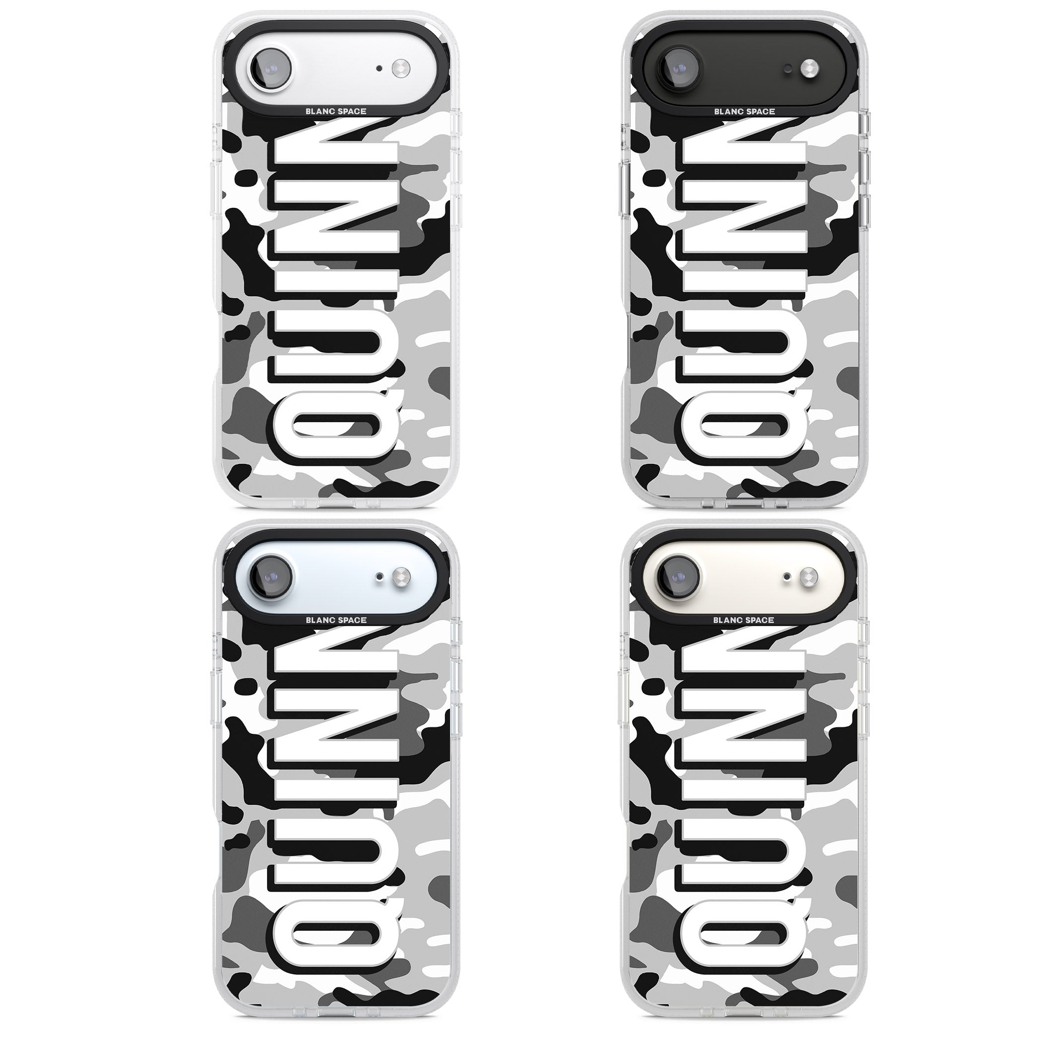 Personalised Greyscale Camo iPhone 17 Air Impact Air Clear Phone Case APT Impact Protection