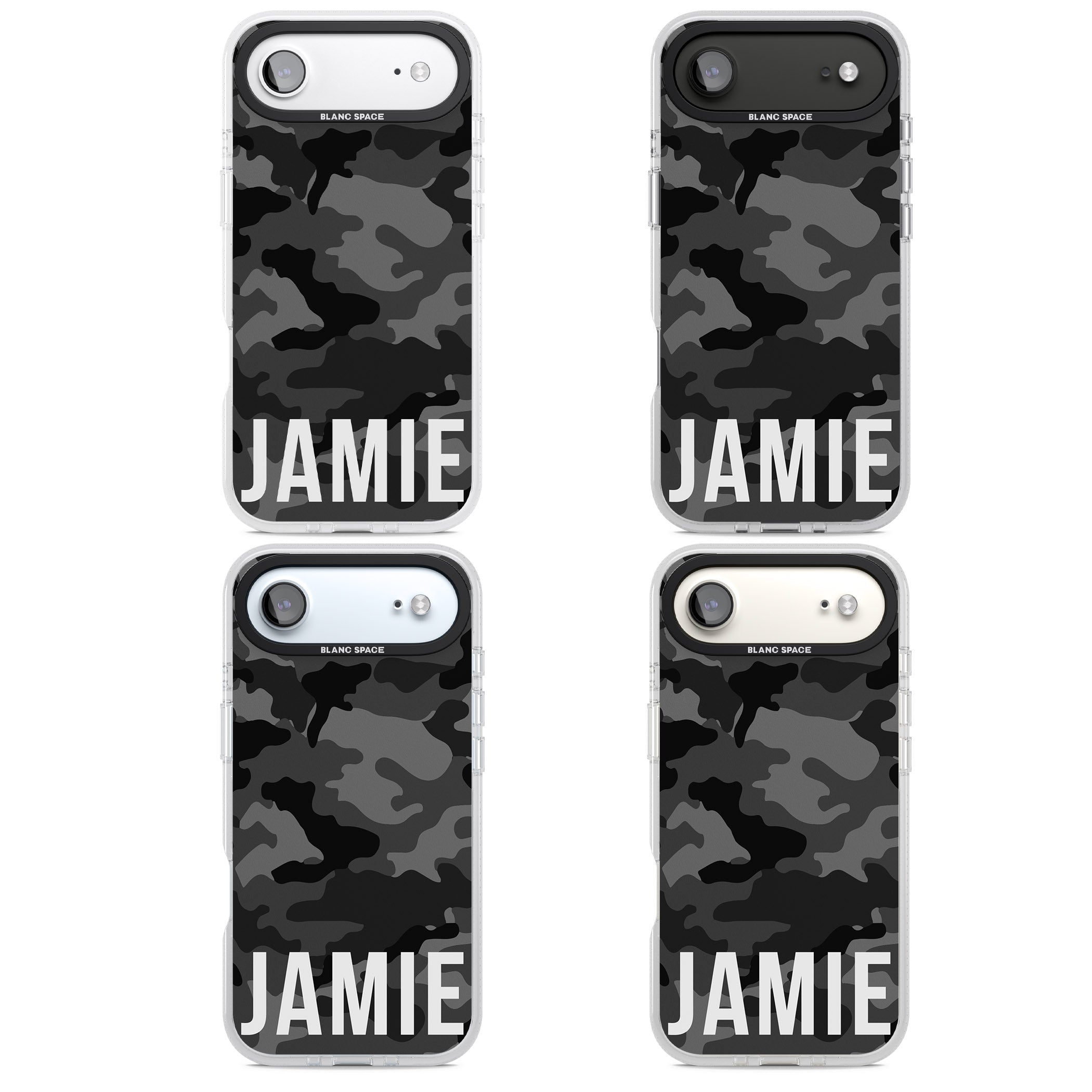 Personalised Black Camo Name Horizontal iPhone 17 Air Impact Air Clear Phone Case APT Impact Protection