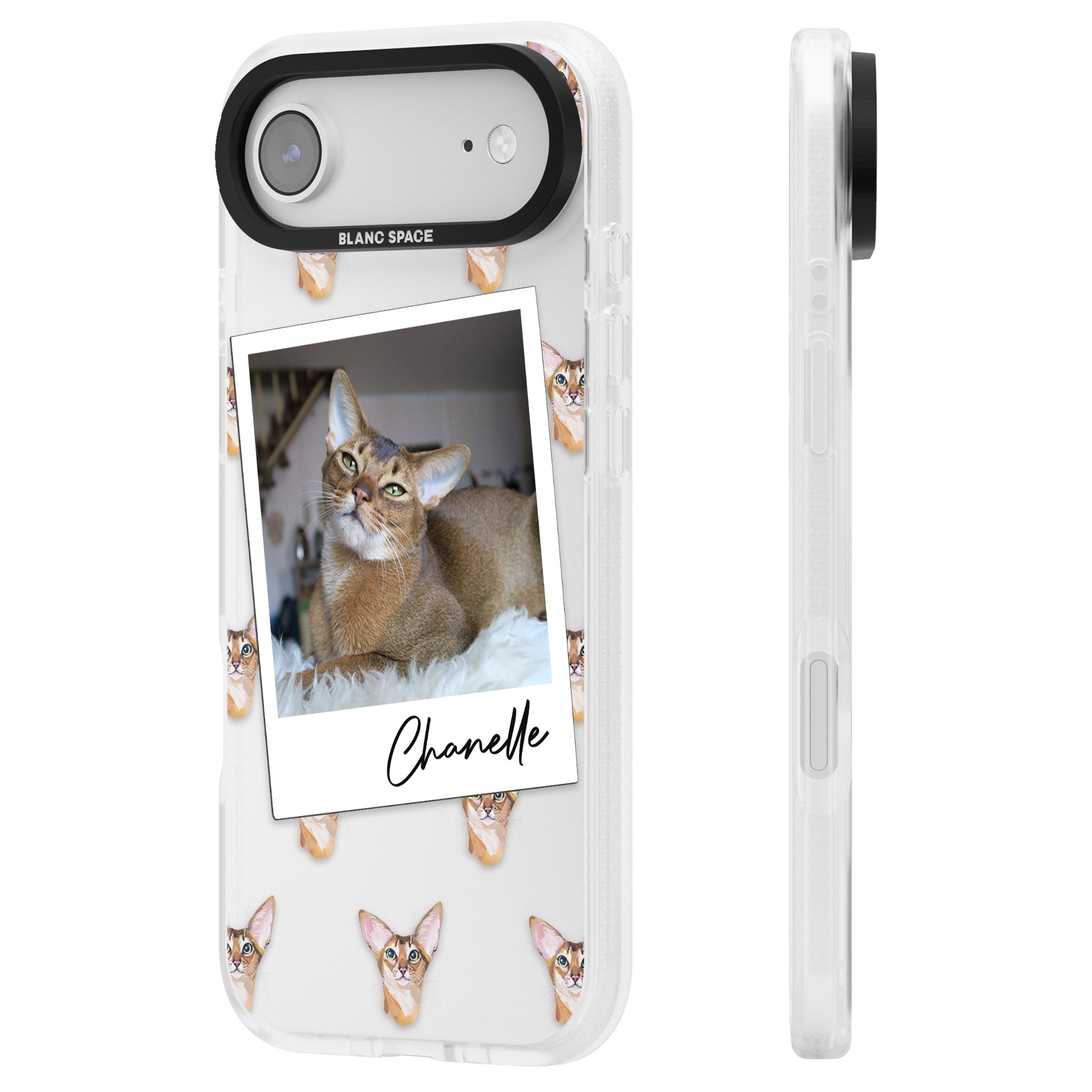 Personalised Abyssinian Cat Photo iPhone 17 Air Impact Air Clear Phone Case Side Profile