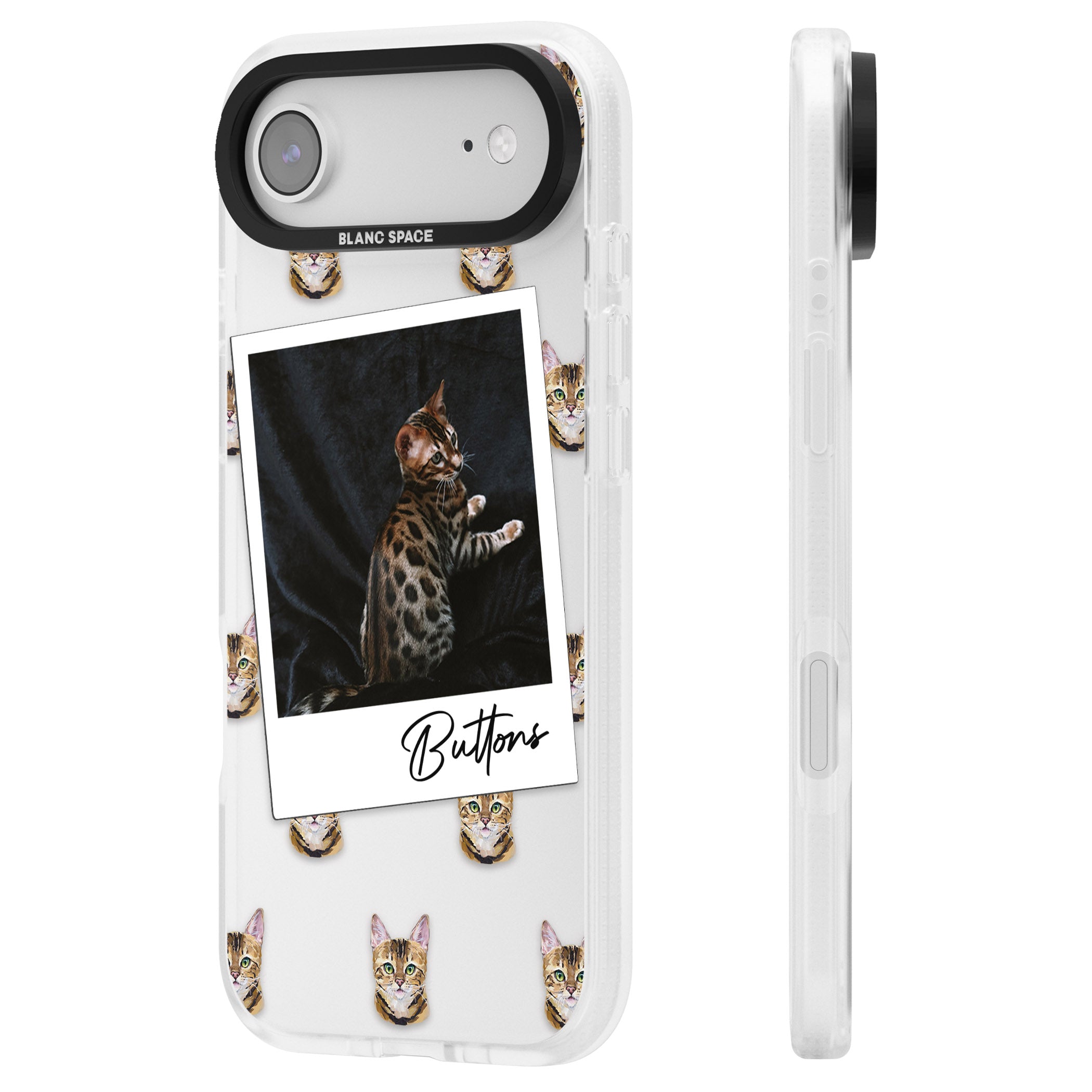 Personalised Bengal Cat Photo iPhone 17 Air Impact Air Clear Phone Case Side Profile