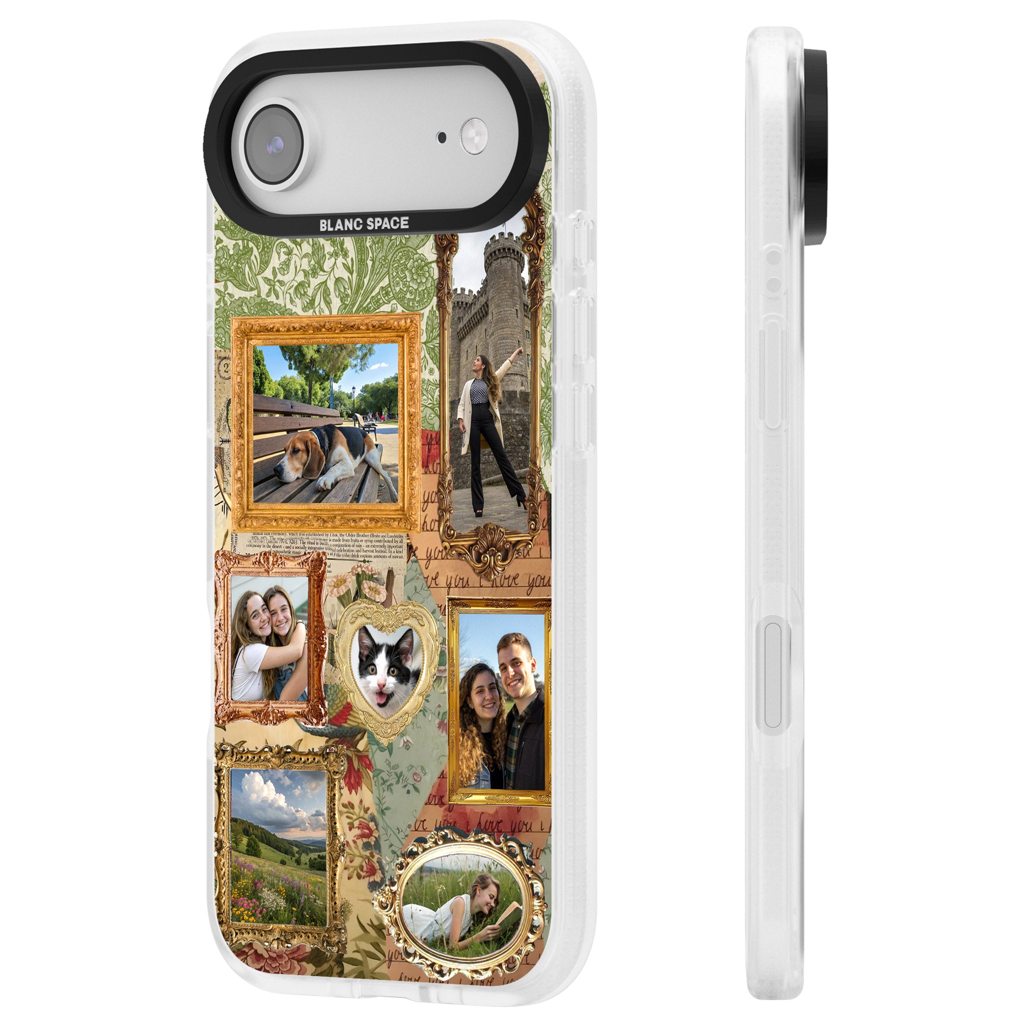 Personalised Vintage Frame Collage iPhone 17 Air Impact Air Clear Phone Case Side Profile