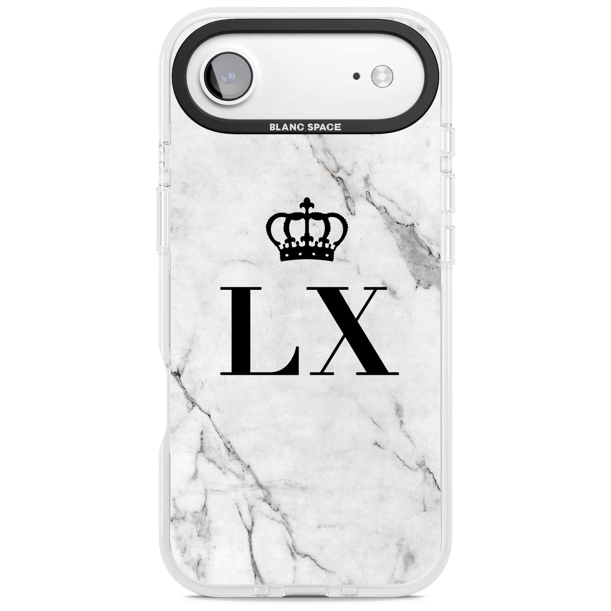 Personalised Initial Crown Marble iPhone 17 Air Impact Air Clear Phone Case