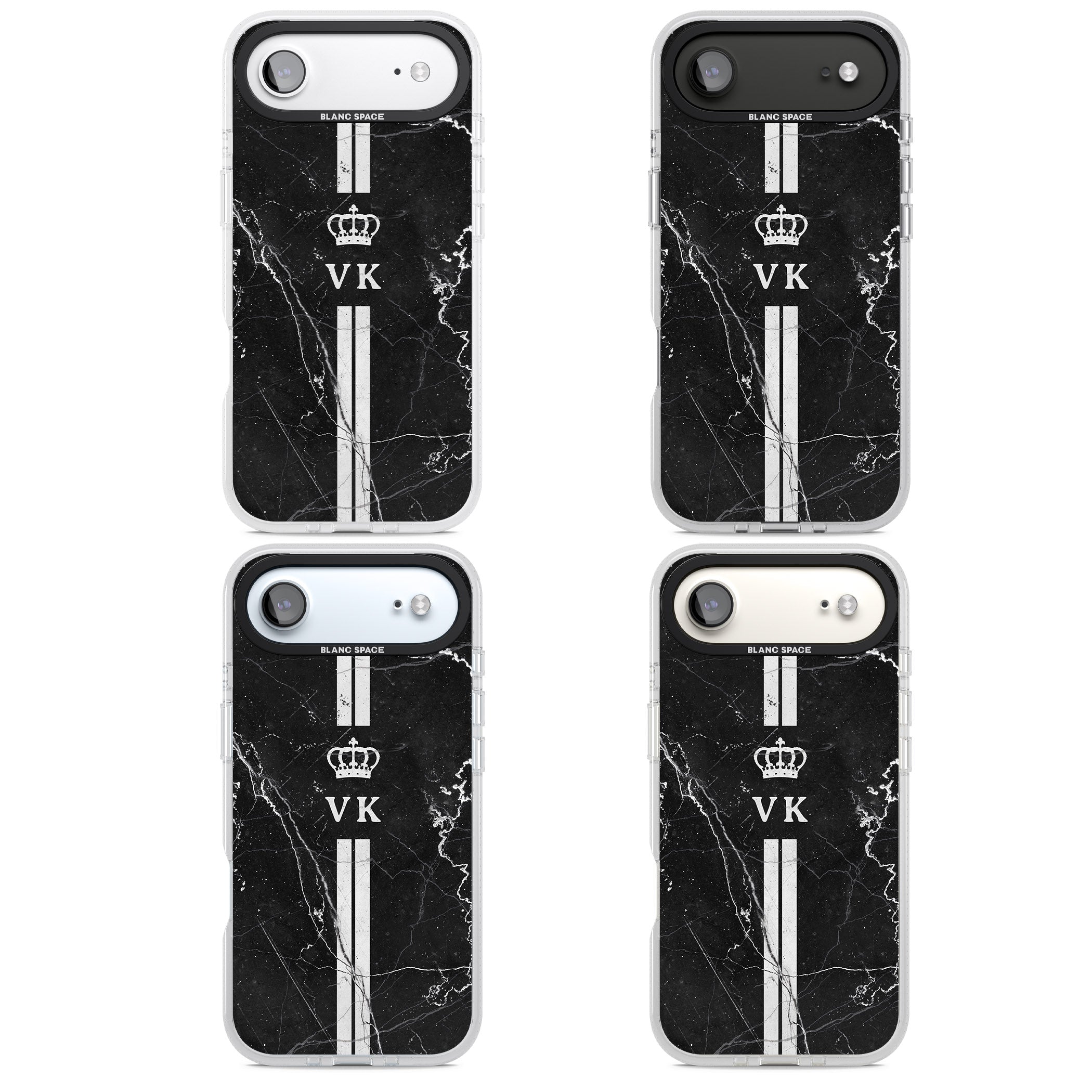 Personalised Black Marble Stripe Initials iPhone 17 Air Impact Air Clear Phone Case APT Impact Protection