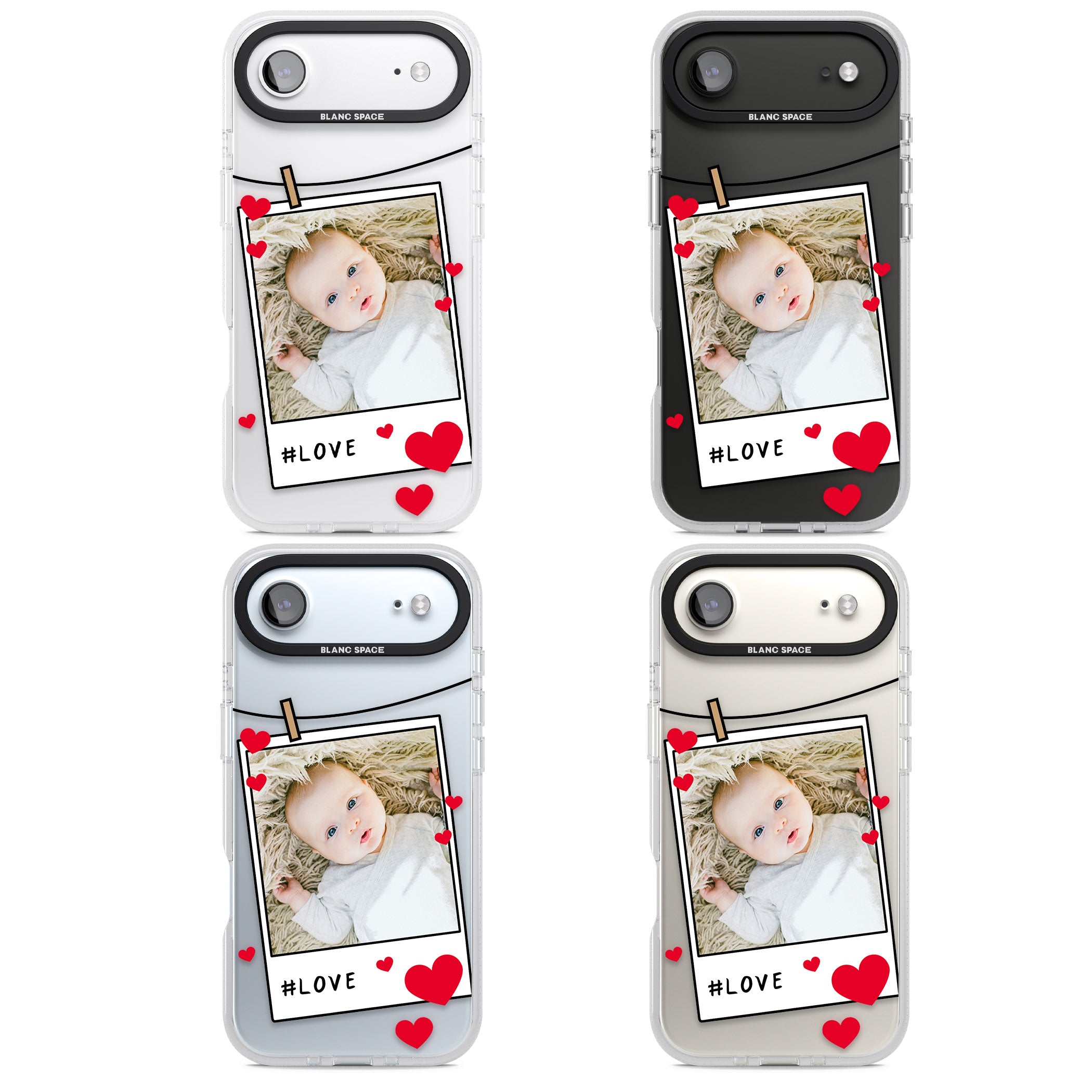 Personalised Paperclip & Hearts Instant Camera Photo iPhone 17 Air Impact Air Clear Phone Case APT Impact Protection