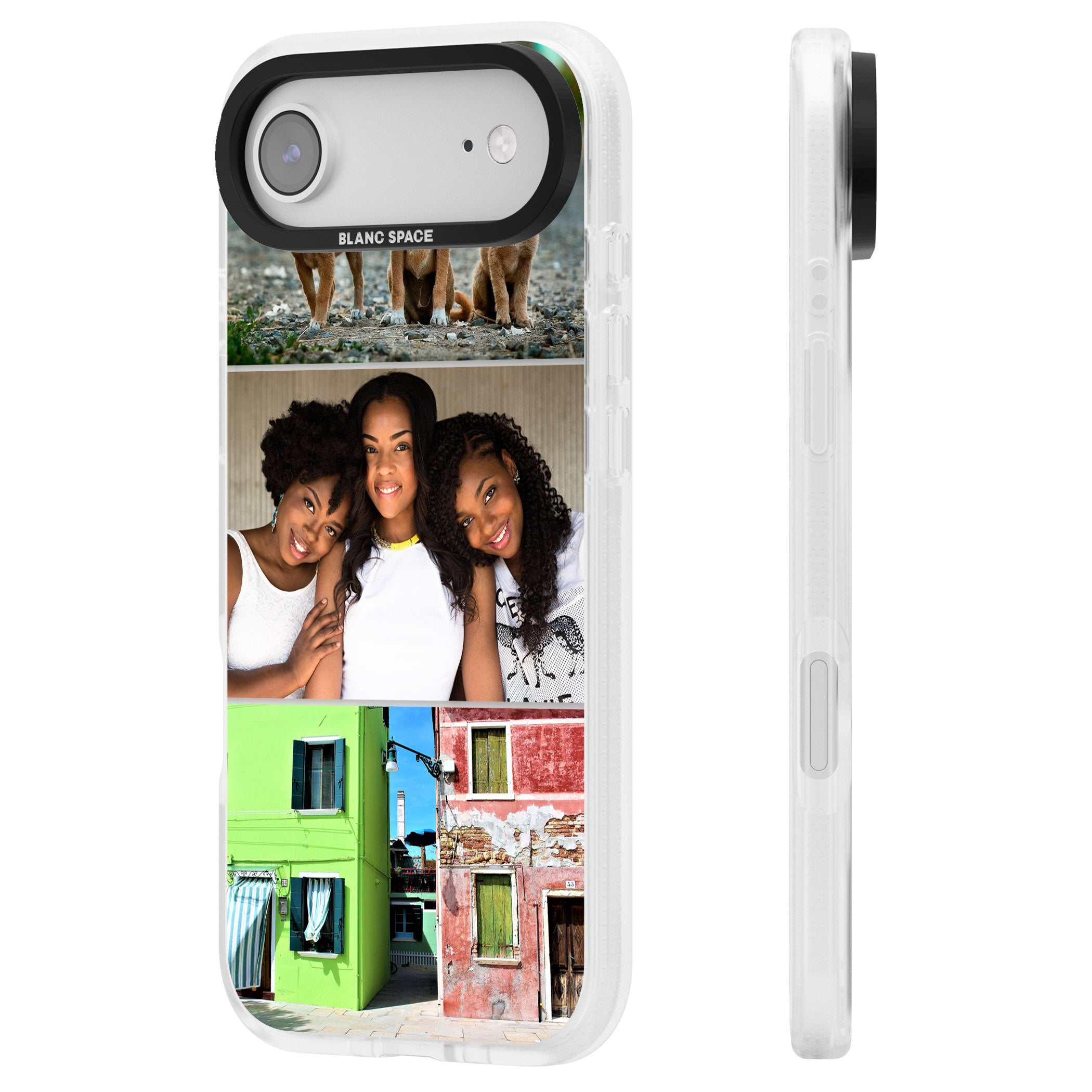 Personalised 3 Photo Grid iPhone 17 Air Impact Air Clear Phone Case Side Profile