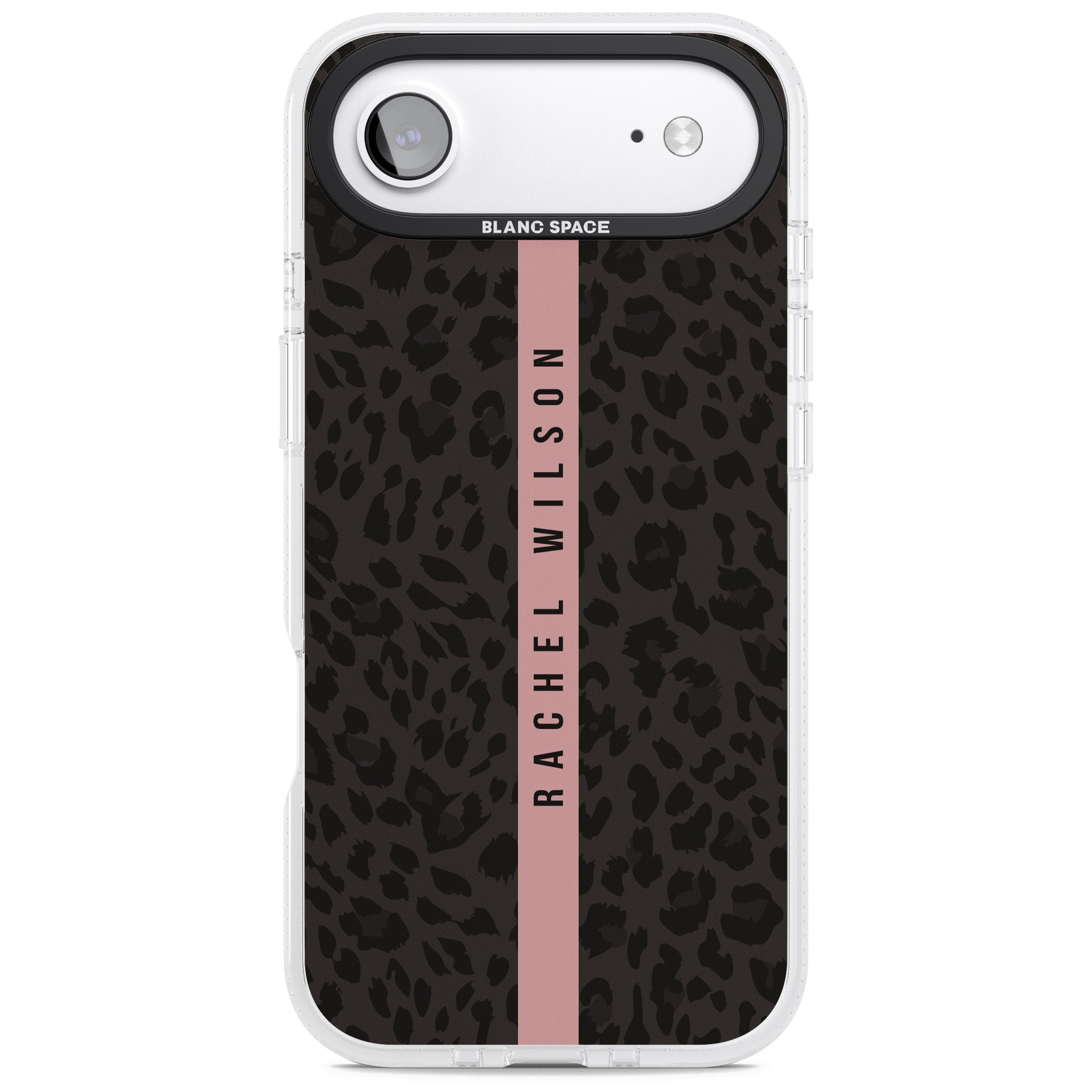 Personalised Pink Stripe Leopard iPhone 17 Air Impact Air Clear Phone Case
