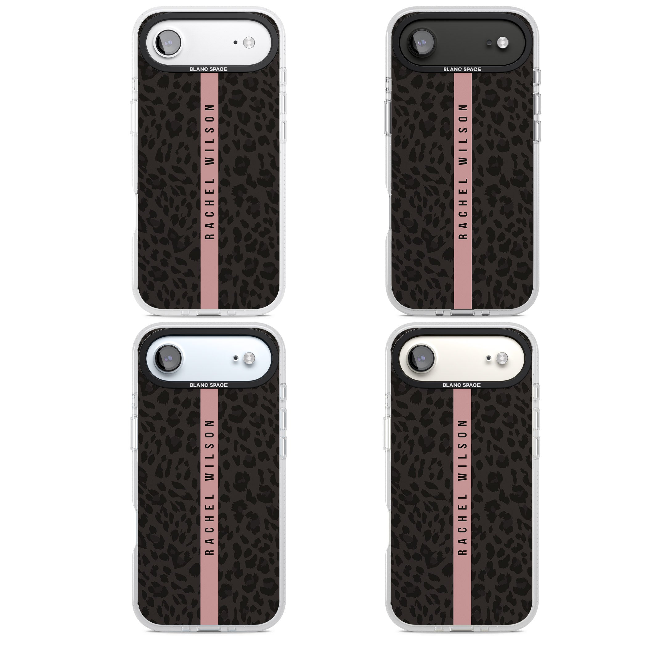 Personalised Pink Stripe Leopard iPhone 17 Air Impact Air Clear Phone Case APT Impact Protection