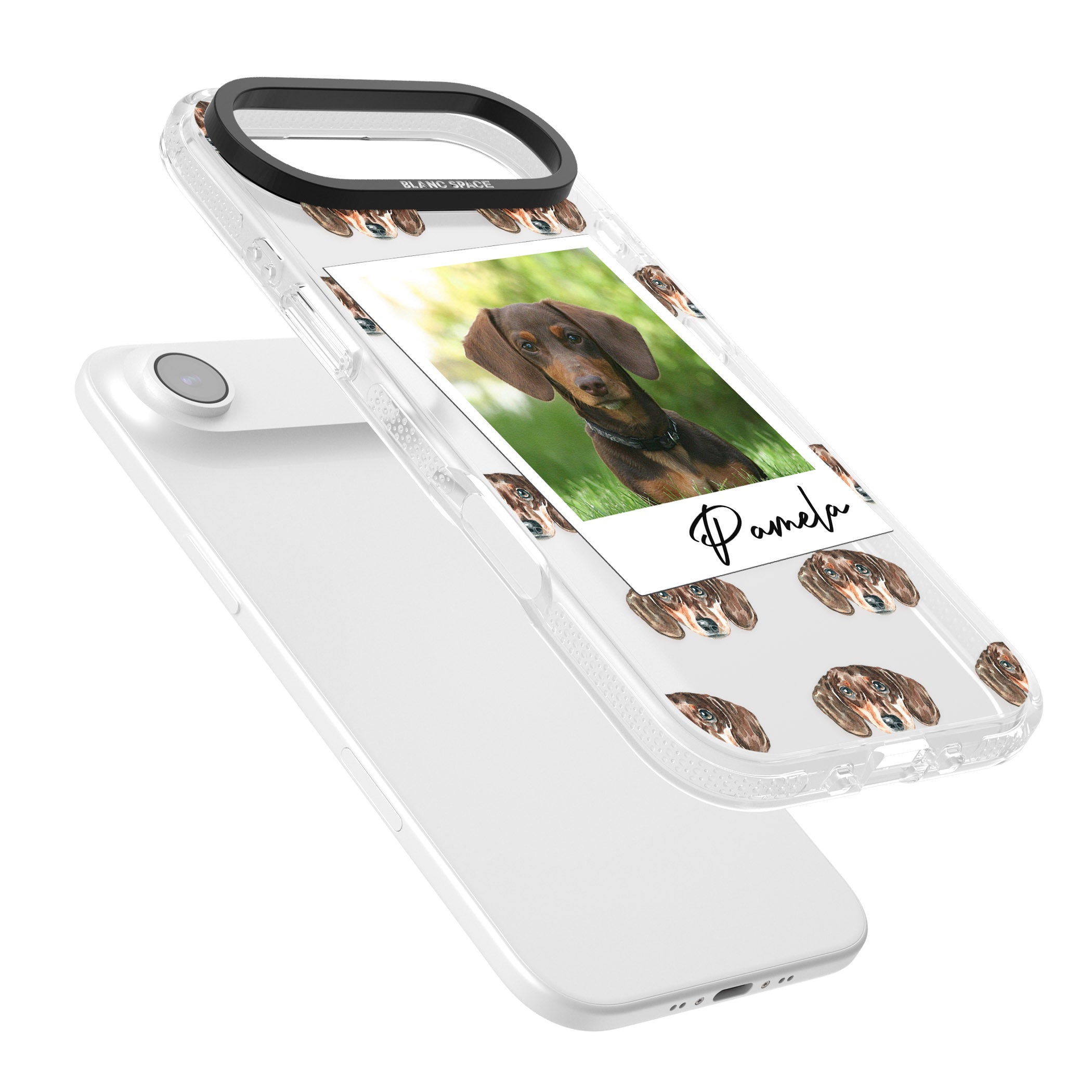 Personalised Brown Dachshund Instant Camera Photo iPhone 17 Air Impact Air Clear Phone Case Colours
