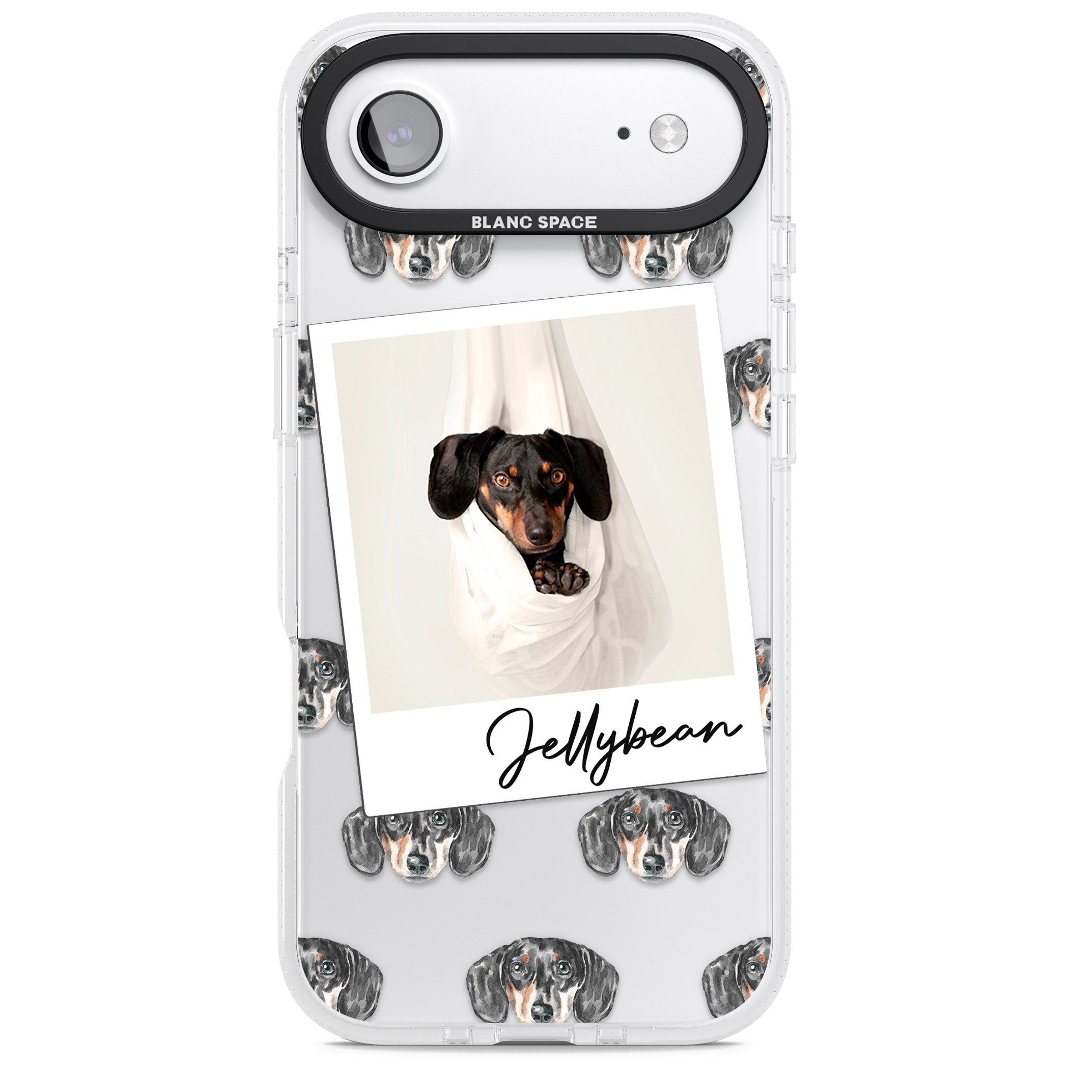 Personalised Black Dachshund Instant Camera Photo iPhone 17 Air Impact Air Clear Phone Case