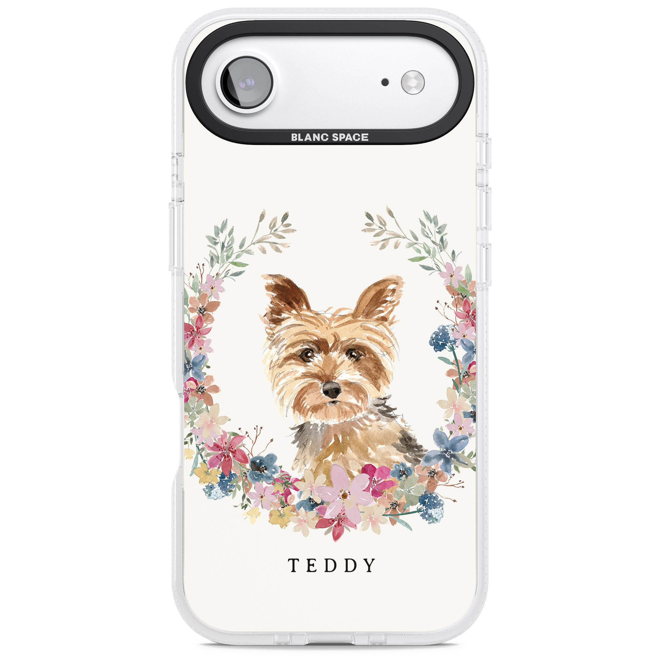 Personalised Yorkshire Terrier Floral Portrait iPhone 17 Air Impact Air Clear Phone Case