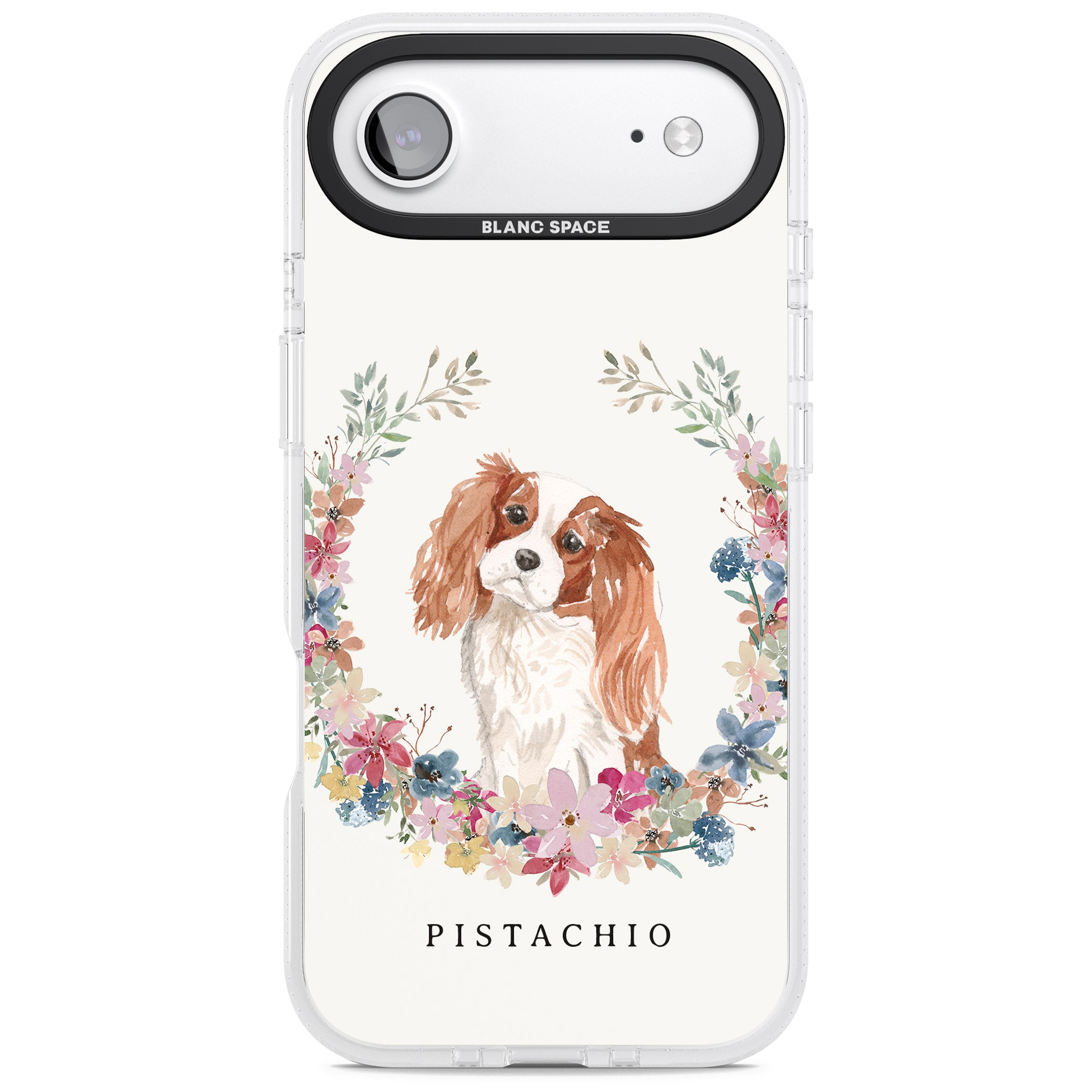 Personalised Cavalier King Charles Floral Portrait iPhone 17 Air Impact Air Clear Phone Case