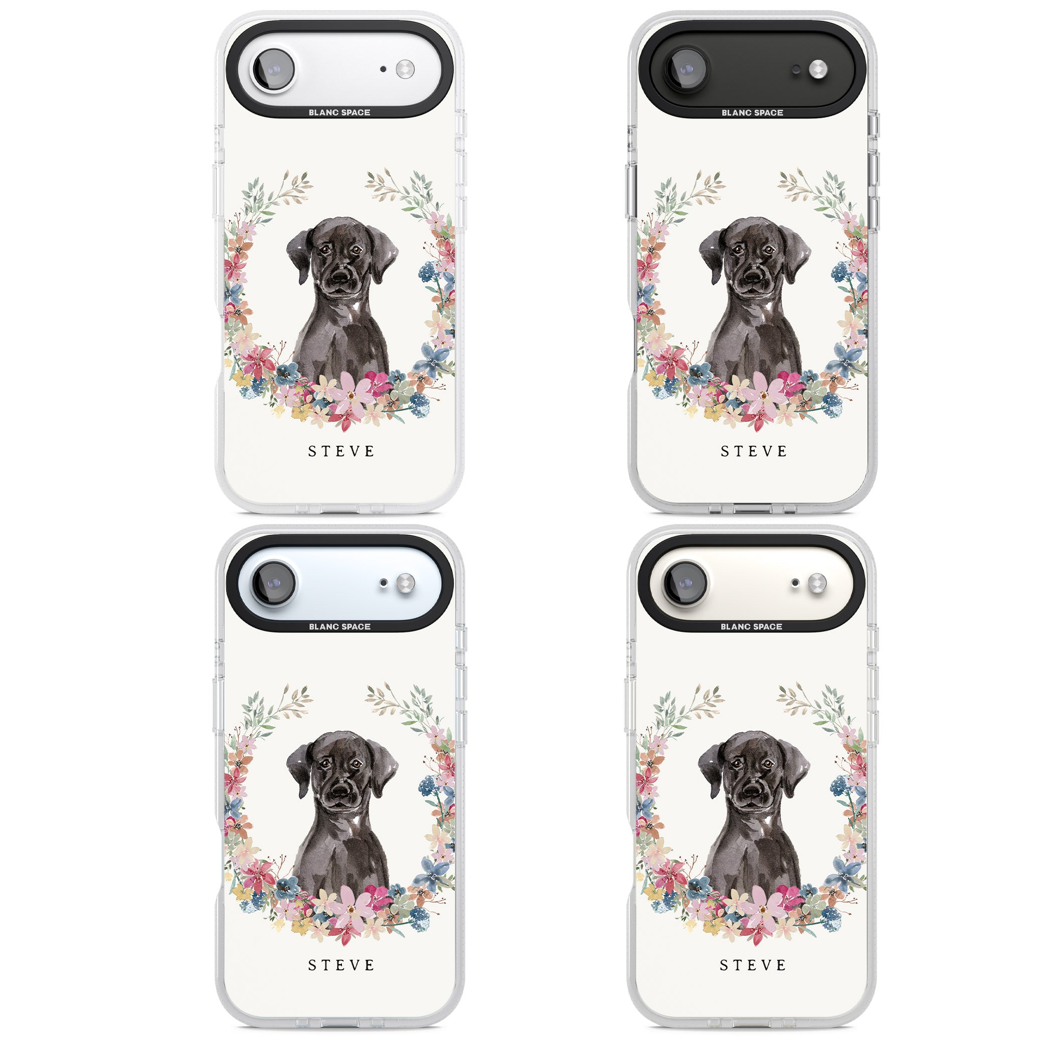Personalised Black Labrador Floral Portrait iPhone 17 Air Impact Air Clear Phone Case APT Impact Protection