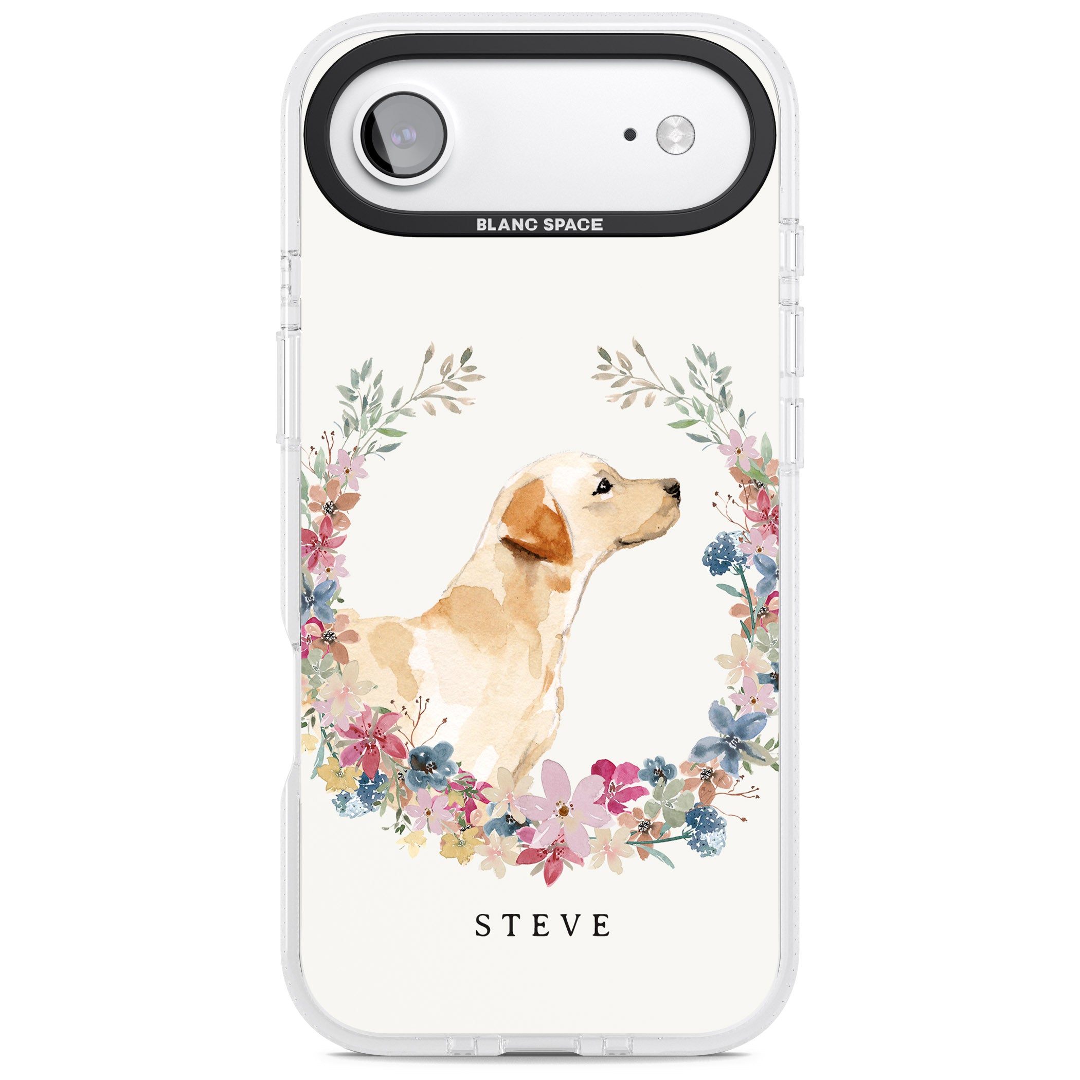 Personalised Yellow Labrador Floral Portrait iPhone 17 Air Impact Air Clear Phone Case