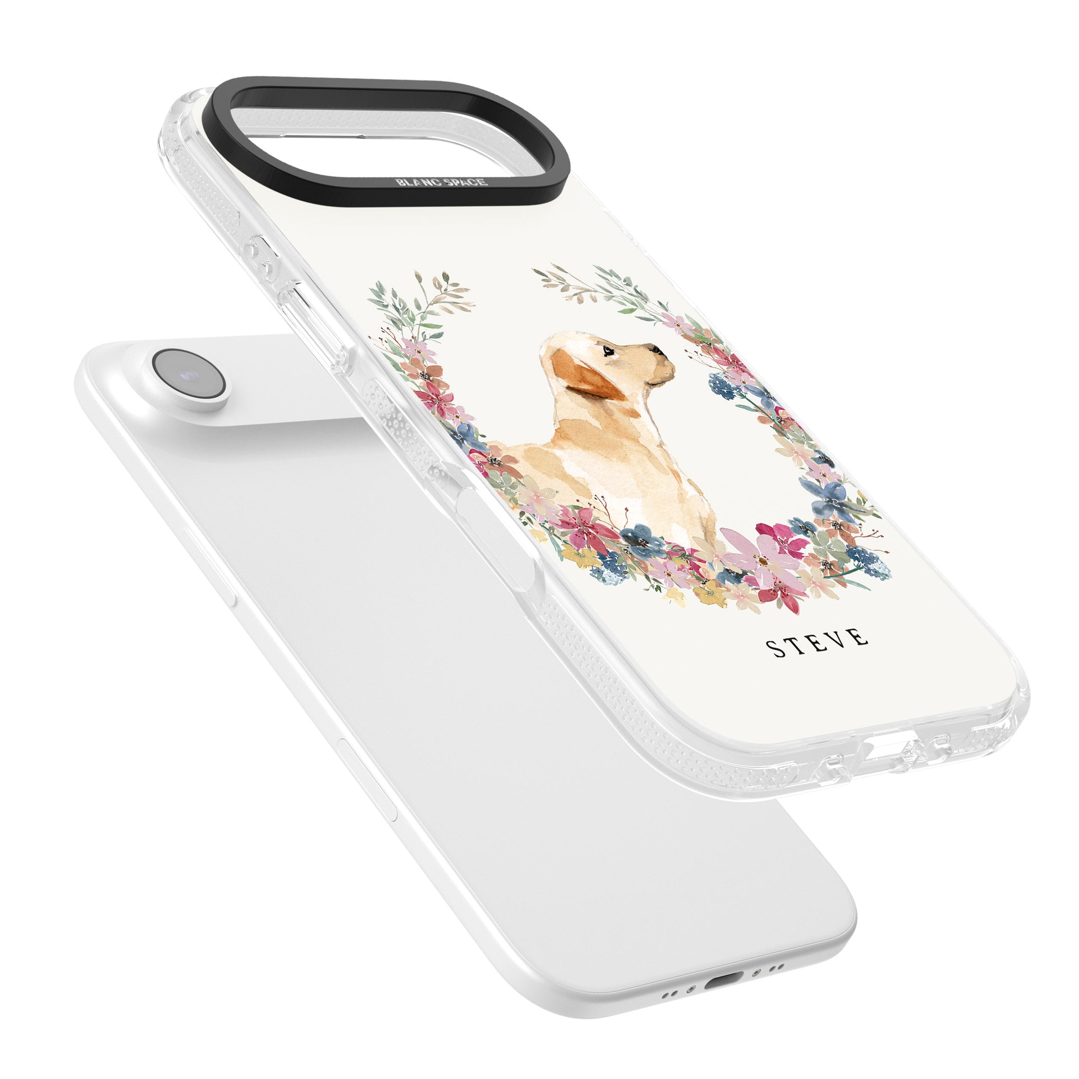 Personalised Yellow Labrador Floral Portrait iPhone 17 Air Impact Air Clear Phone Case Colours