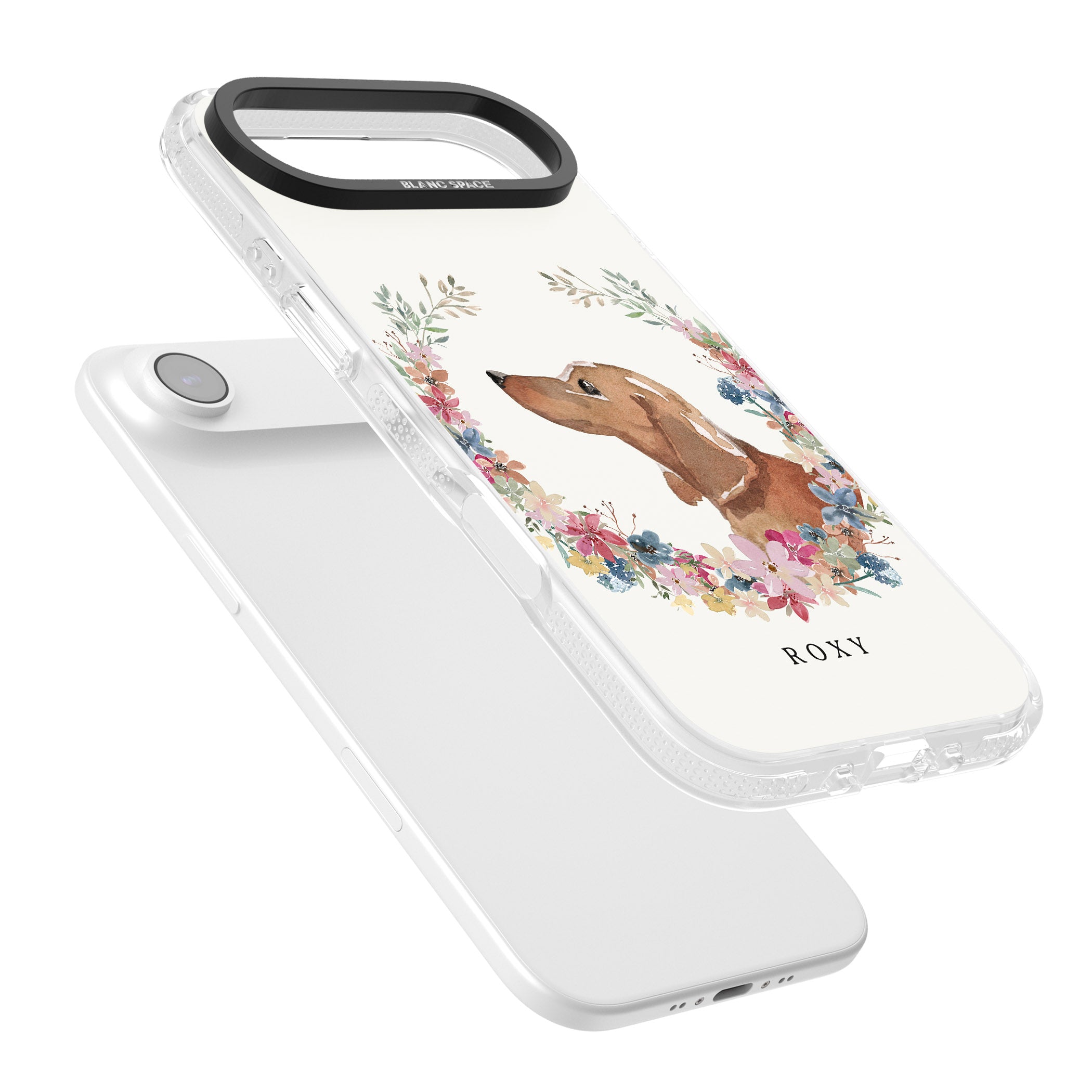 Personalised Tan Dachshund Floral Portrait iPhone 17 Air Impact Air Clear Phone Case Colours