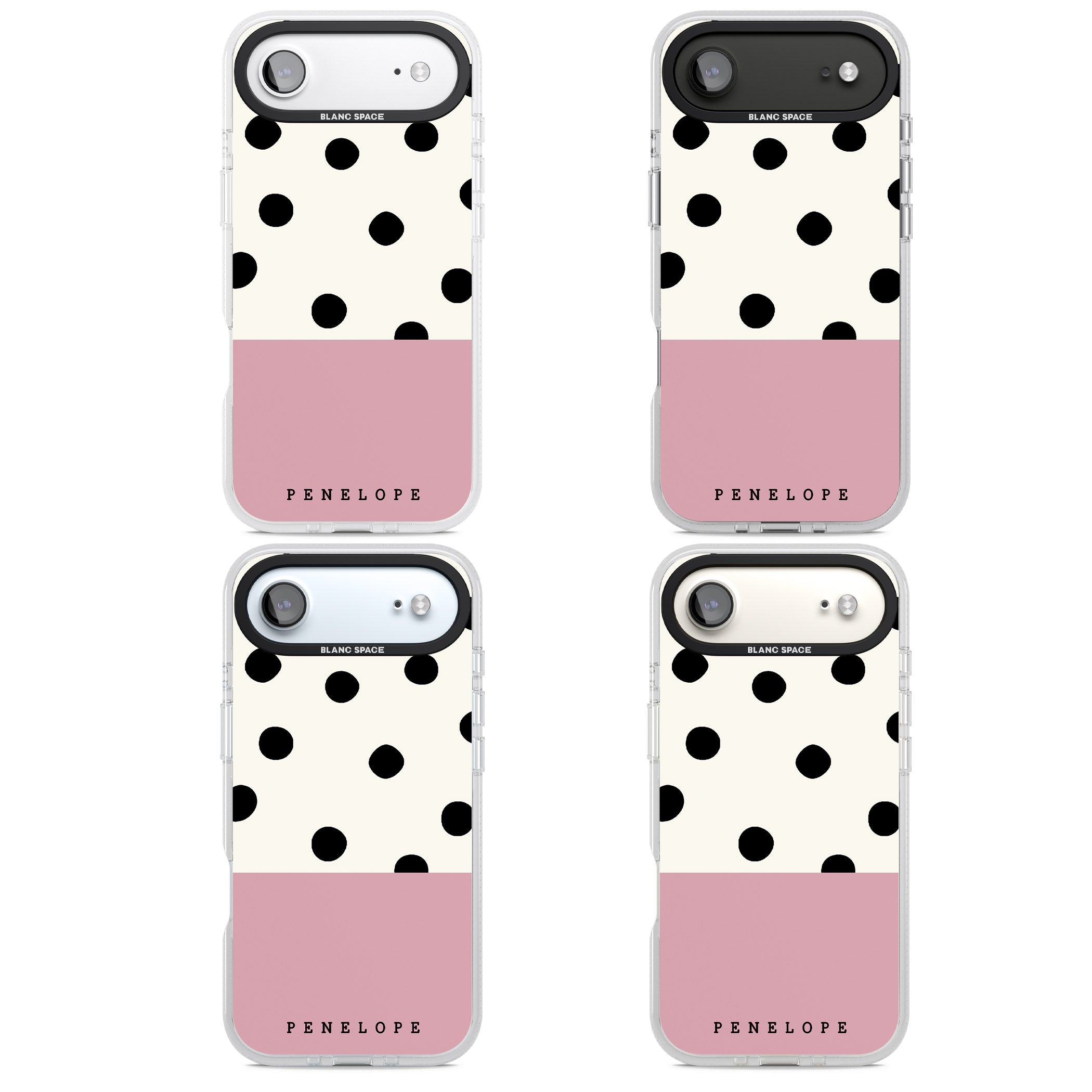 Personalised Pink Border Polka Dot iPhone 17 Air Impact Air Clear Phone Case APT Impact Protection
