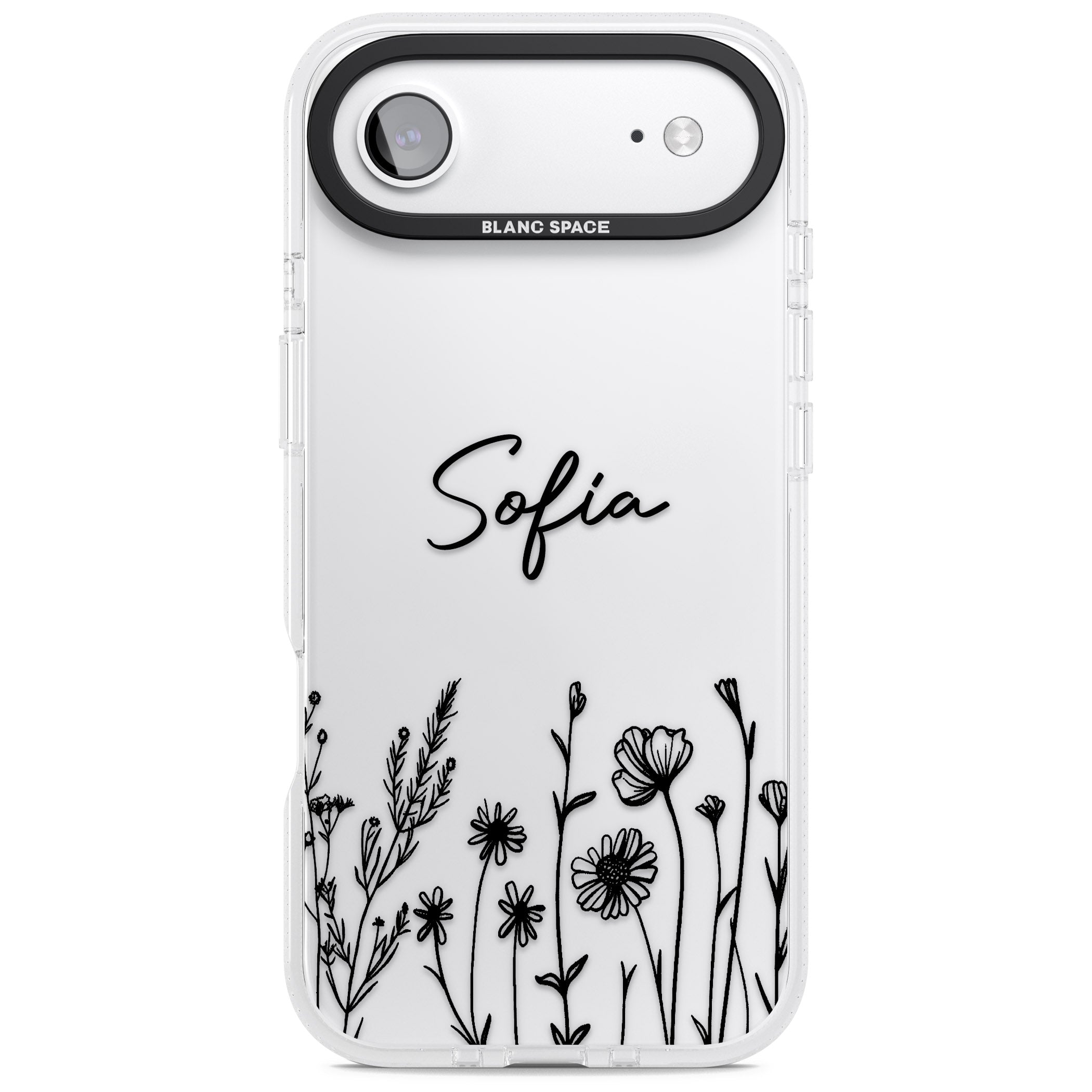Personalised Black Wildflowers iPhone 17 Air Impact Air Clear Phone Case
