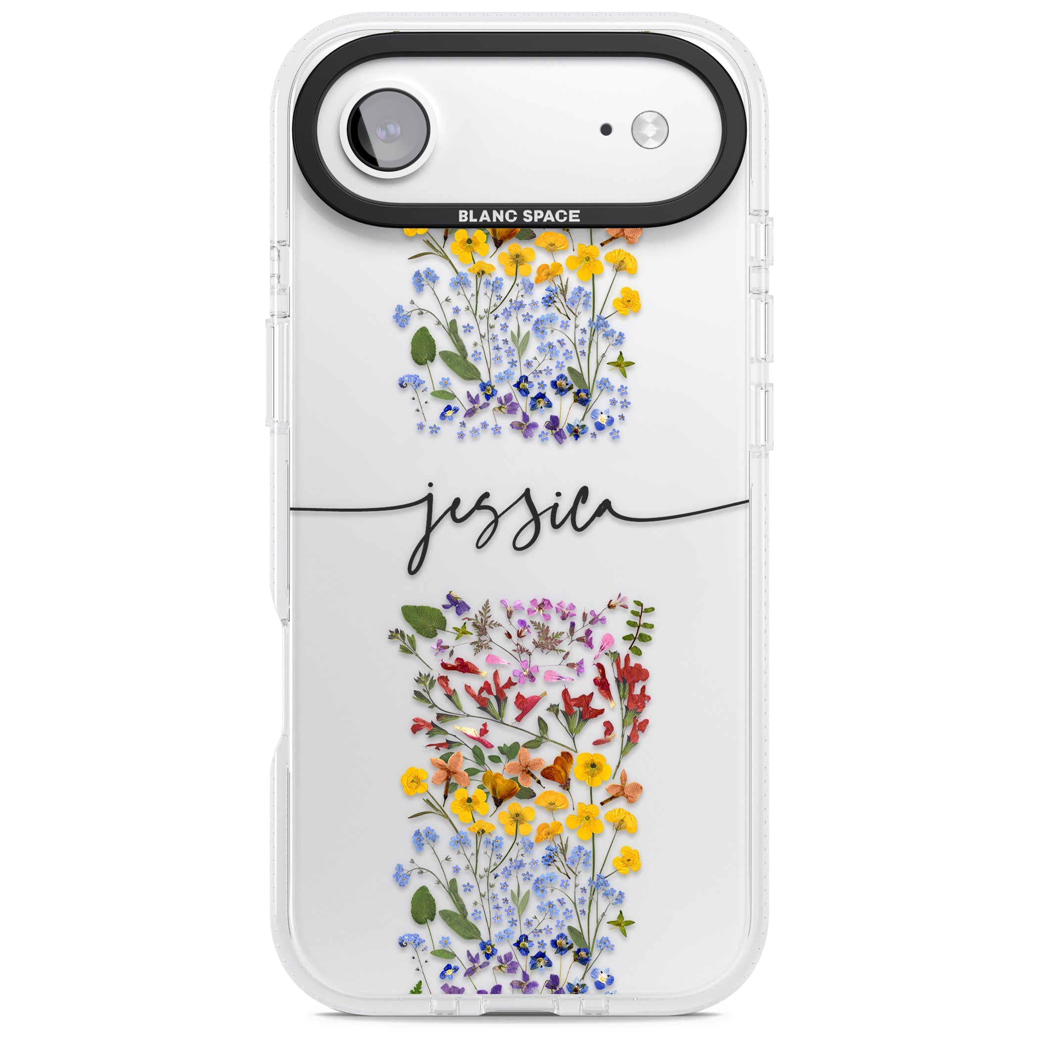 Personalised Wildflower Stripe iPhone 17 Air Impact Air Clear Phone Case