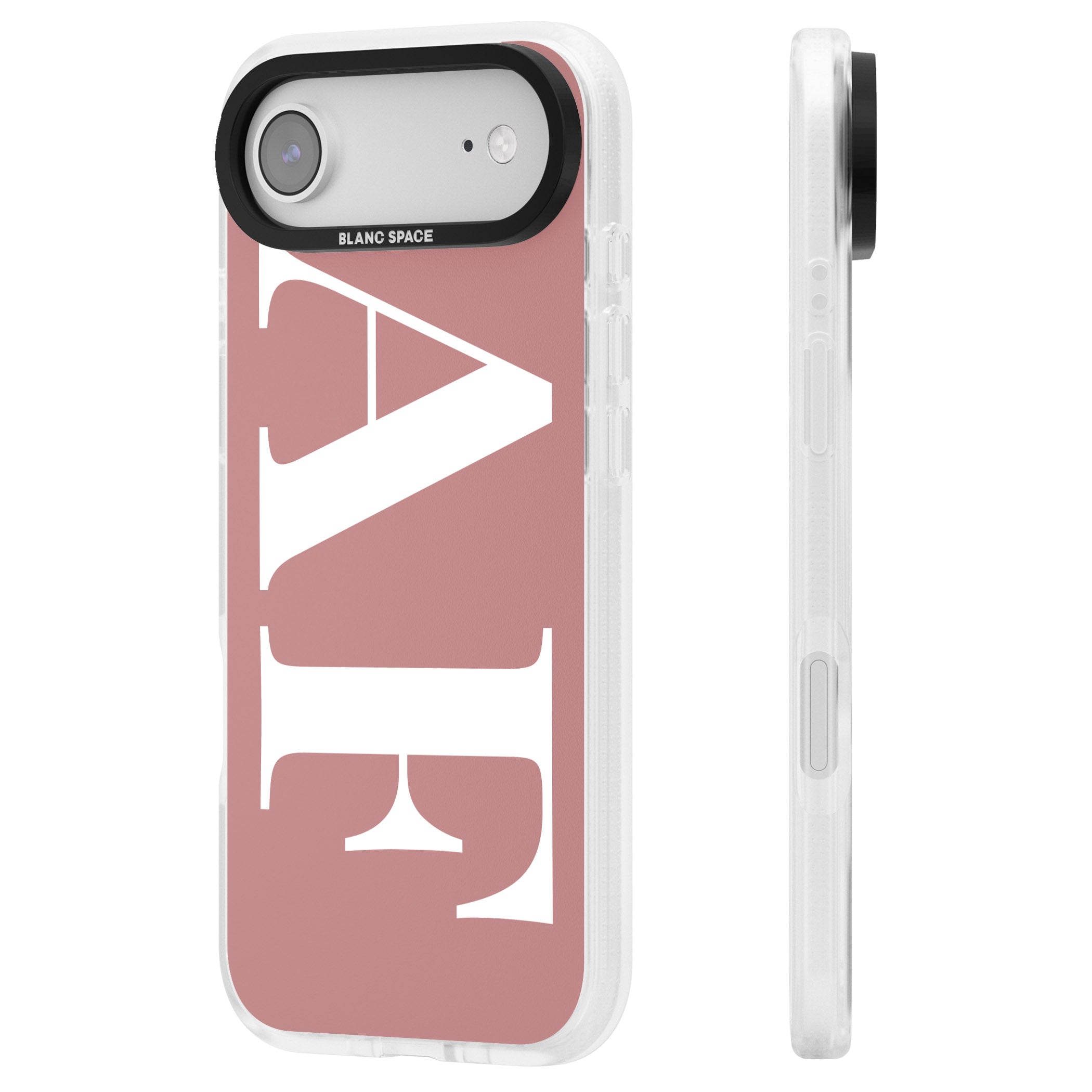 Personalised White & Rose Letters iPhone 17 Air Impact Air Clear Phone Case Side Profile