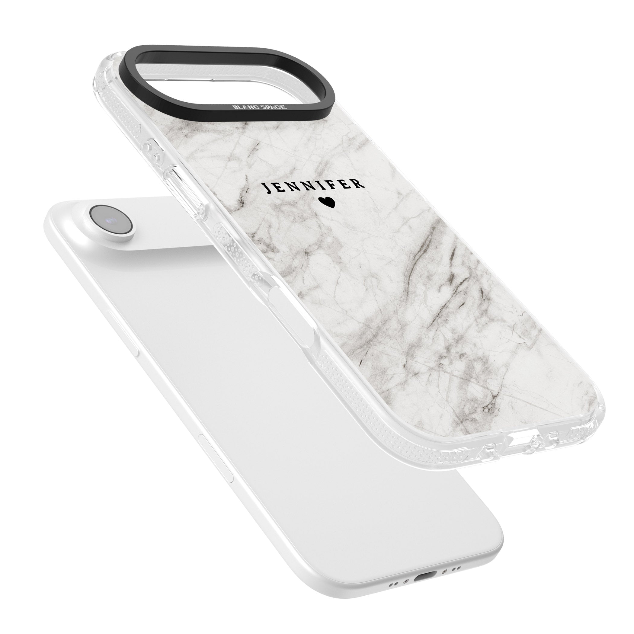 Personalised Light Grey Marble iPhone 17 Air Impact Air Clear Phone Case Colours