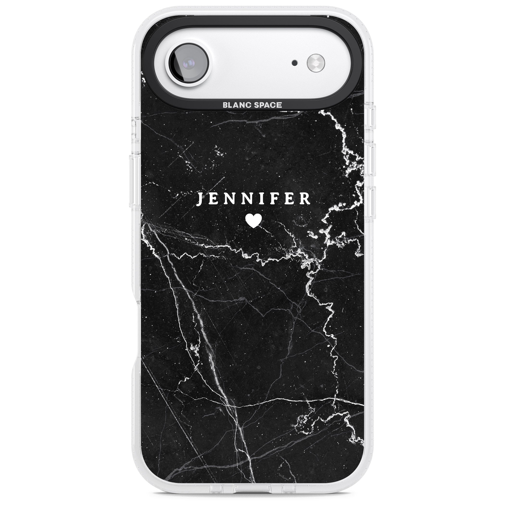 Personalised Black Marble iPhone 17 Air Impact Air Clear Phone Case
