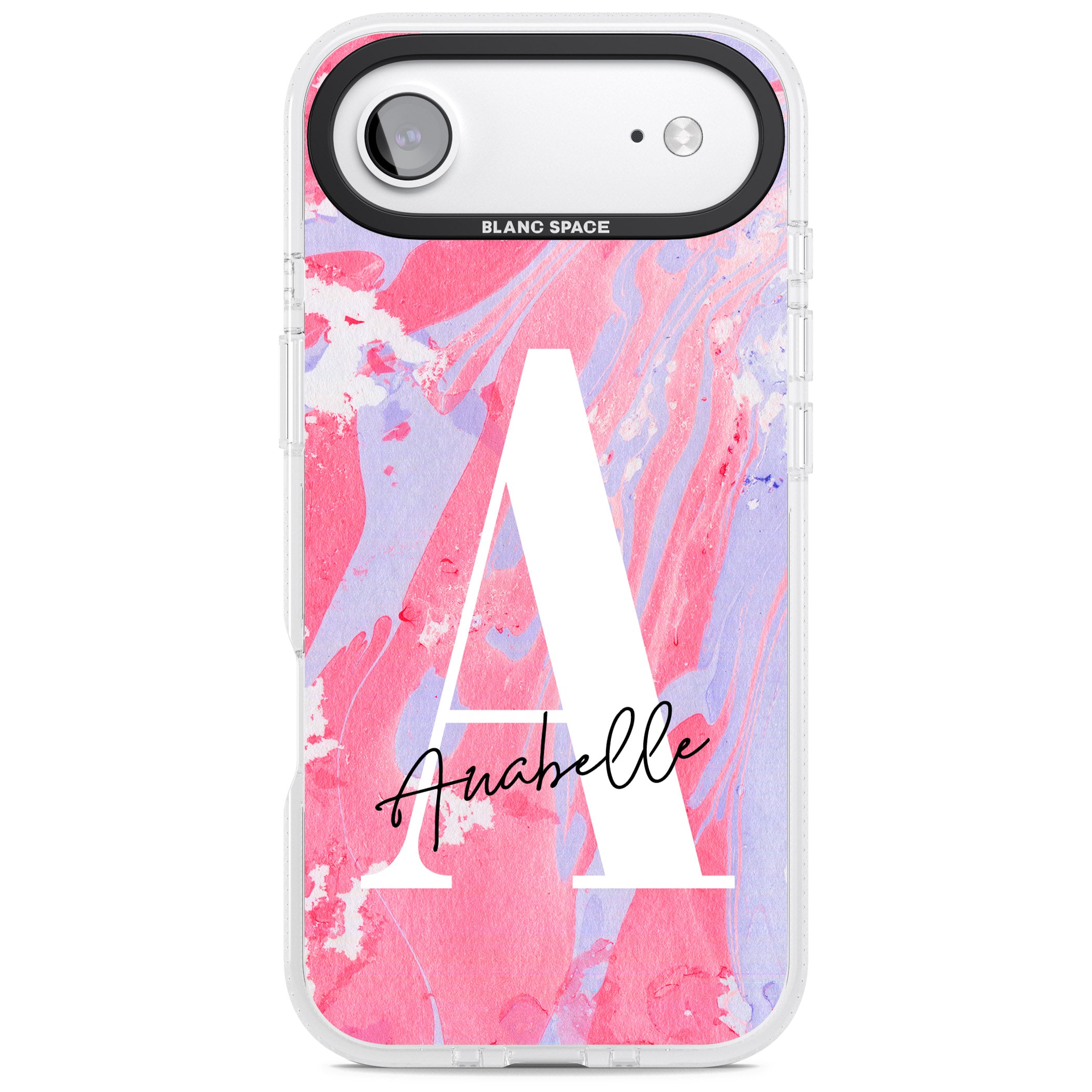Personalised Pink & Purple Marble iPhone 17 Air Impact Air Clear Phone Case