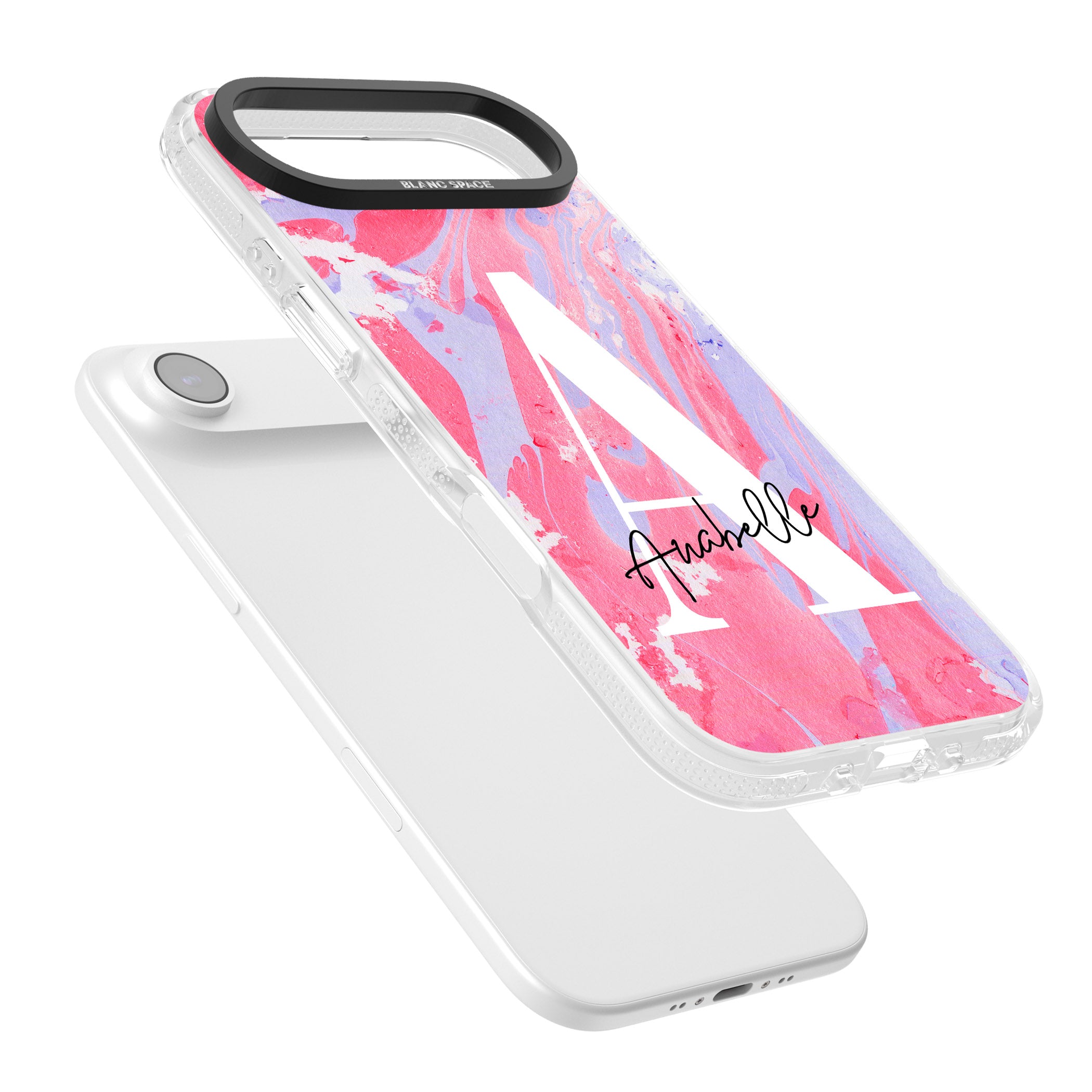 Personalised Pink & Purple Marble iPhone 17 Air Impact Air Clear Phone Case Colours