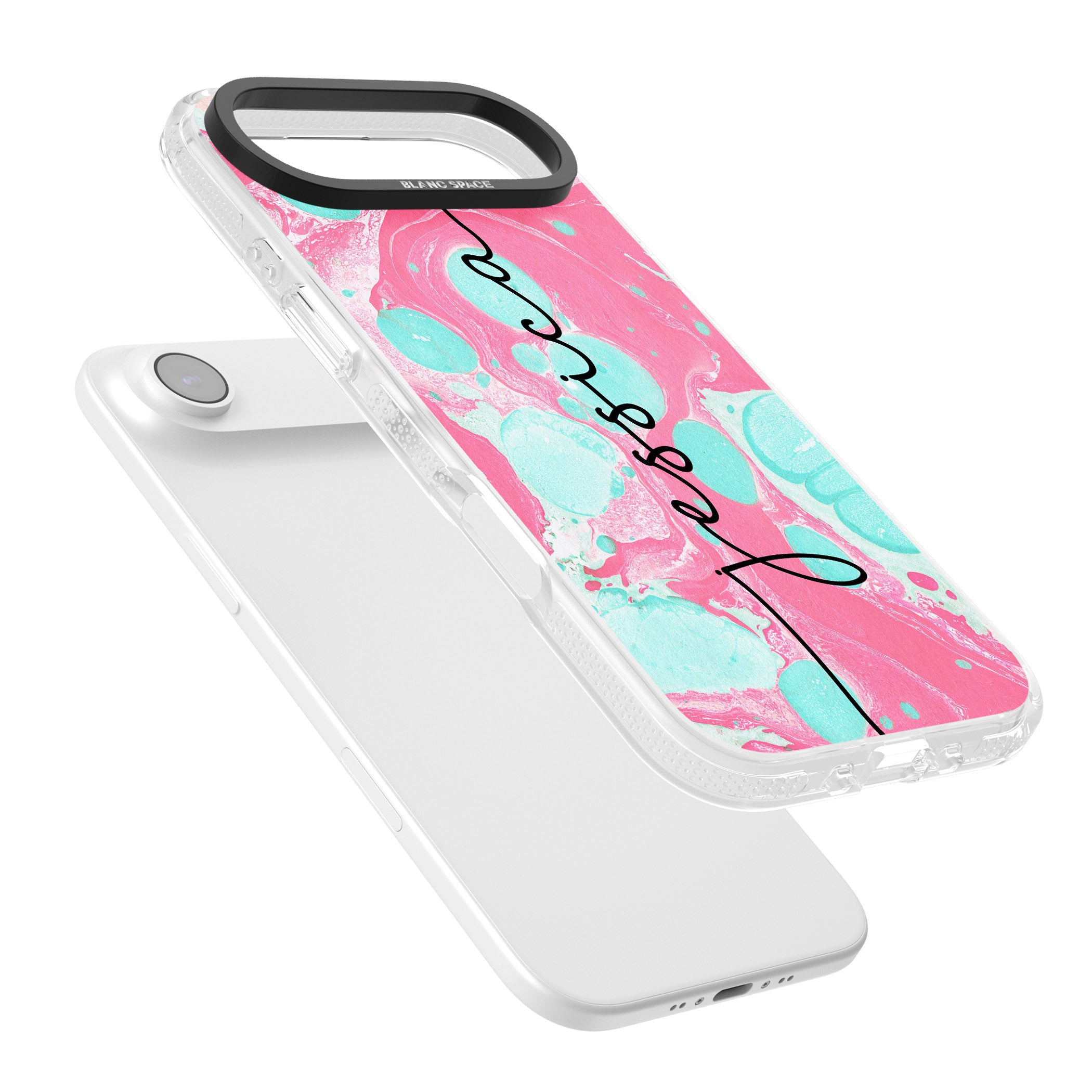 Personalised Turquoise & Pink Marbled iPhone 17 Air Impact Air Clear Phone Case Colours