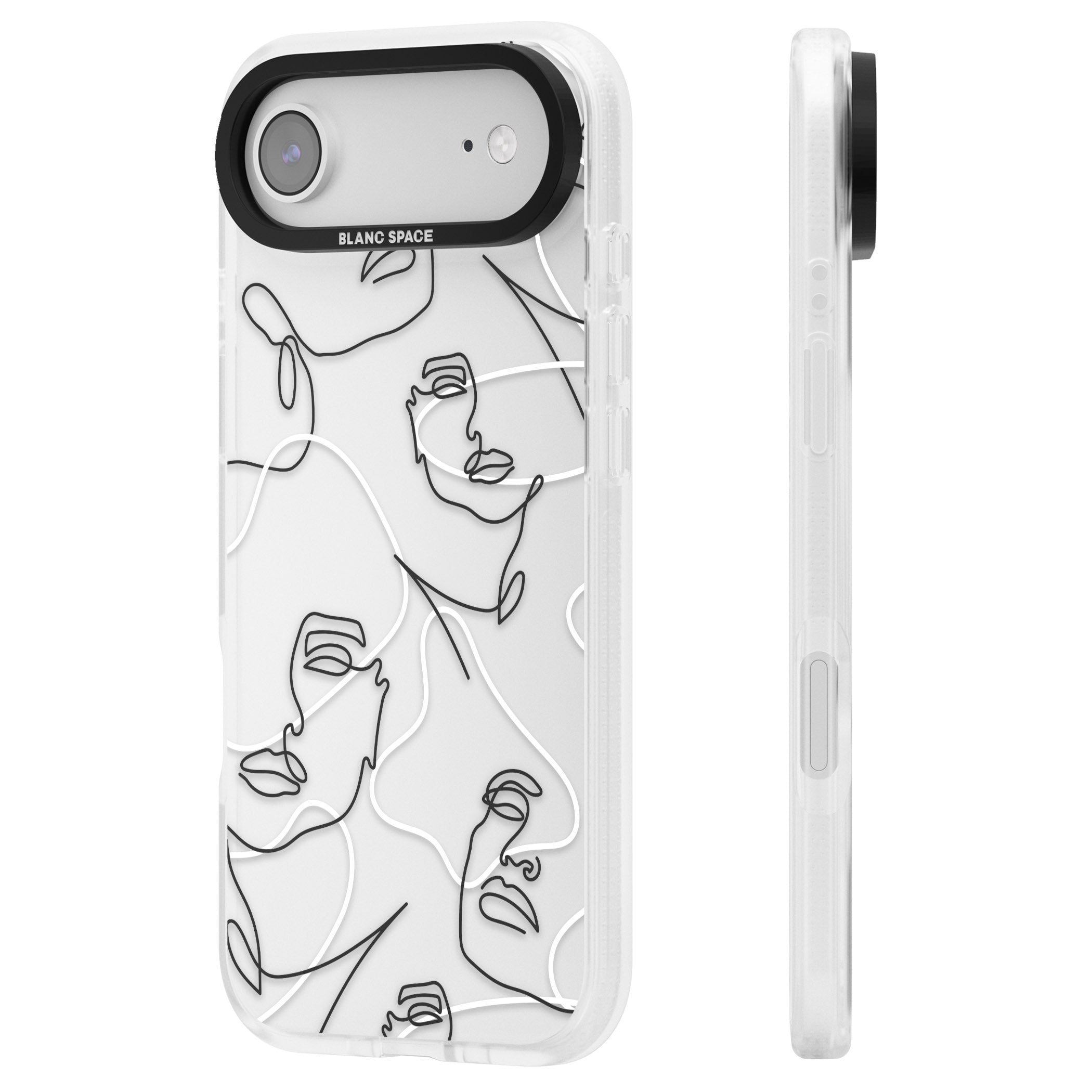 Personalised Abstract Faces iPhone 17 Air Impact Air Clear Phone Case Side Profile