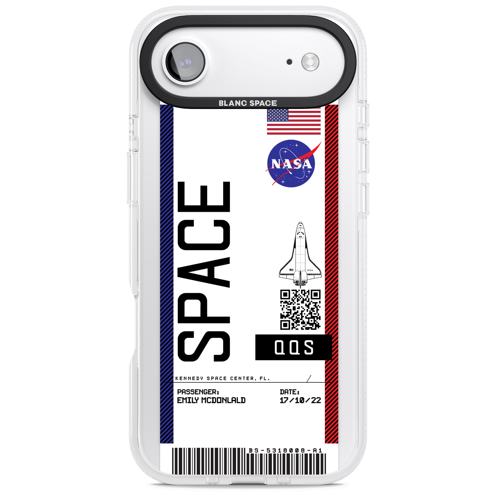 Personalised Nasa Boarding Pass (Light) iPhone 17 Air Impact Air Clear Phone Case