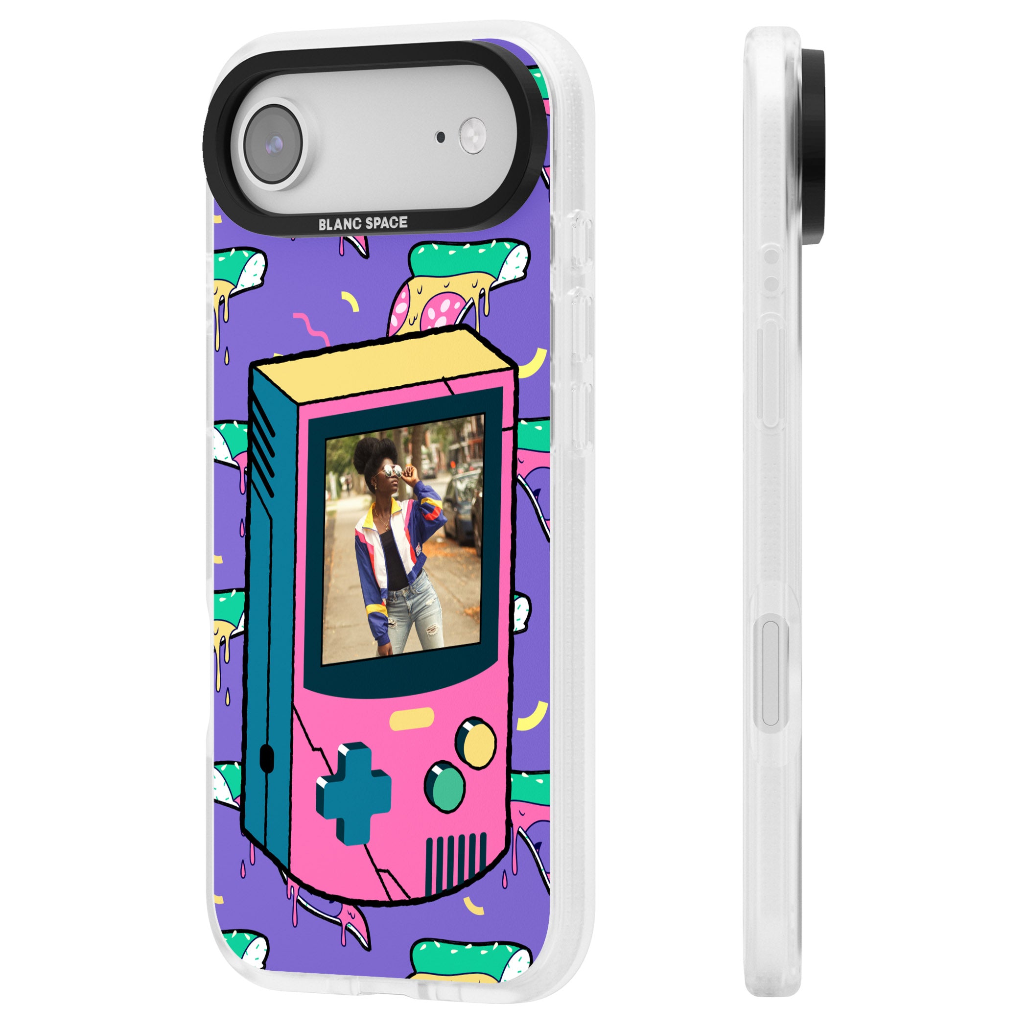 Personalised Retro Game Photo Case iPhone 17 Air Impact Air Clear Phone Case Side Profile