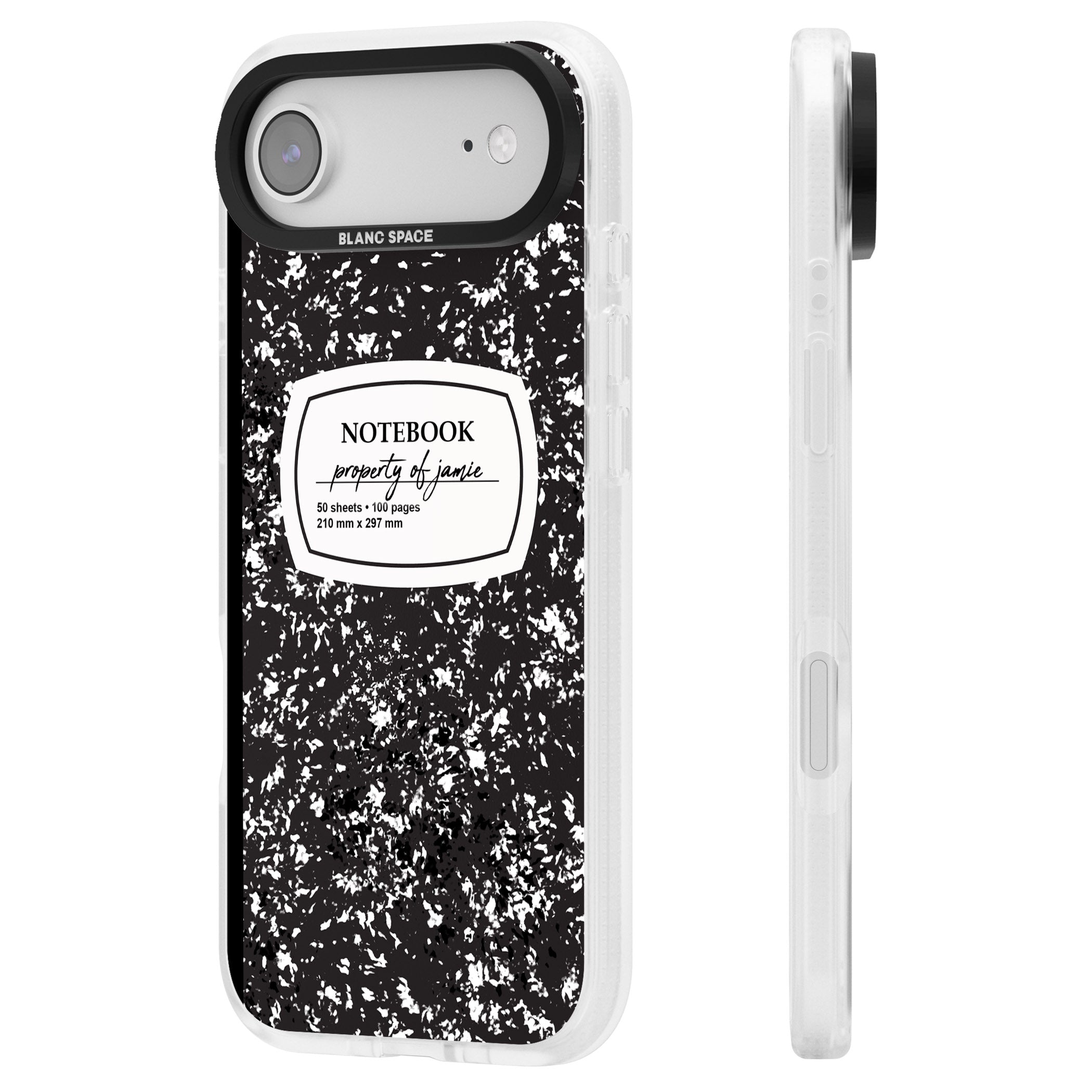 Personalised Classic Composition iPhone 17 Air Impact Air Clear Phone Case Side Profile