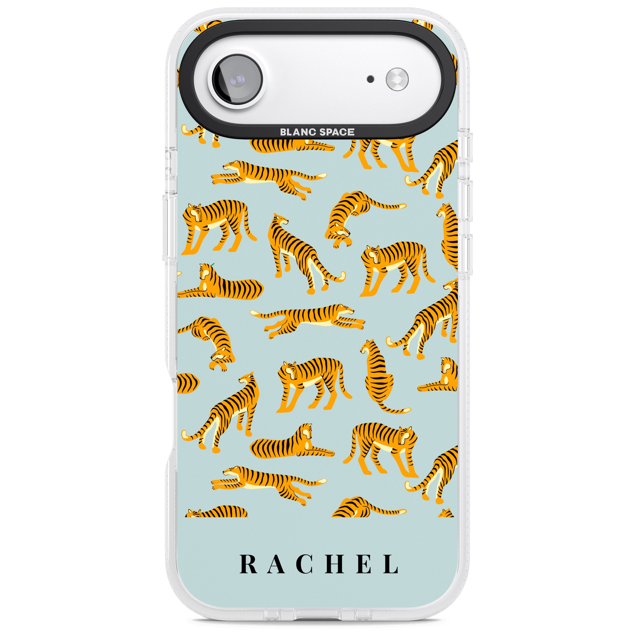 Personalised Turquoise Tiger Pattern iPhone 17 Air Impact Air Clear Phone Case