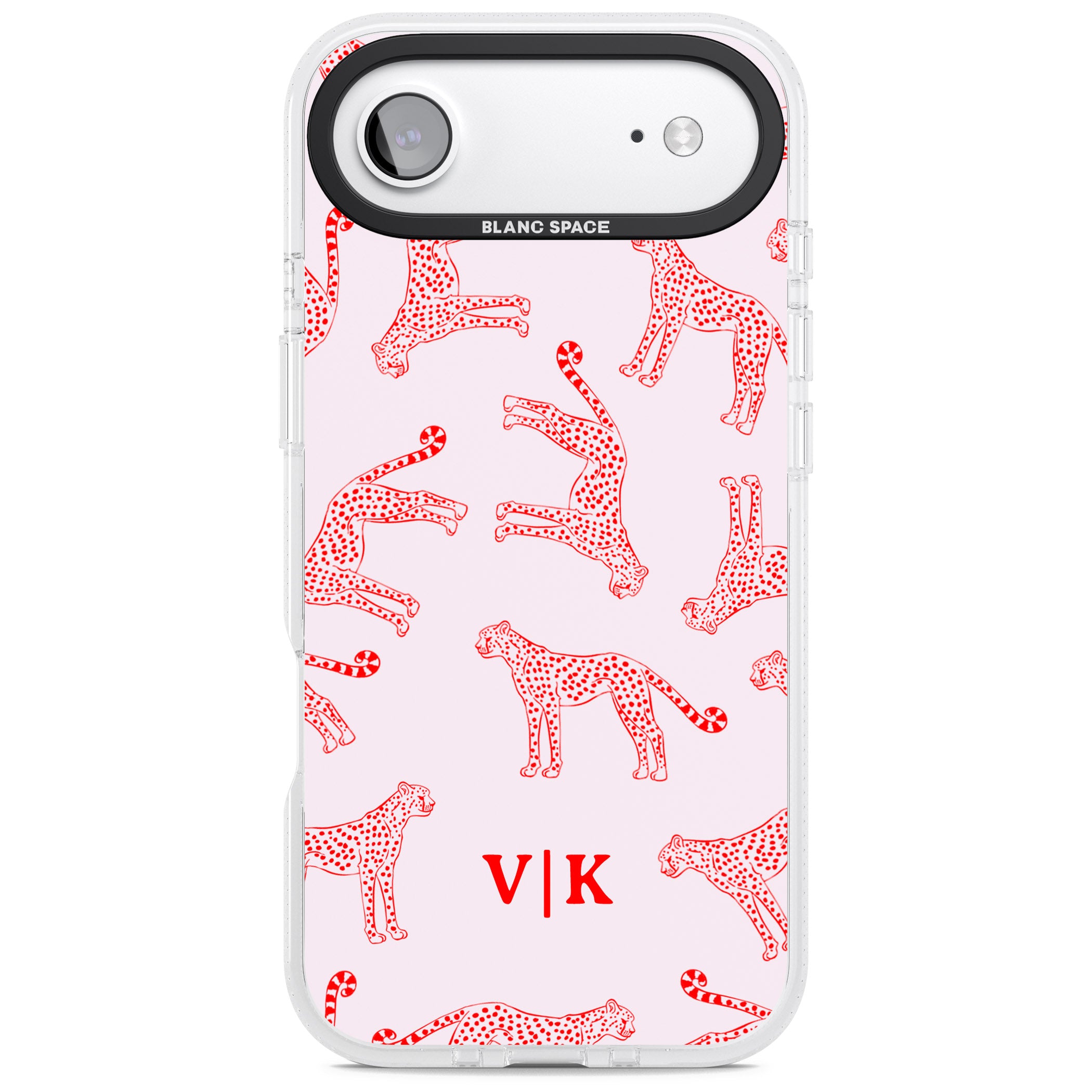 Personalised Red & Pink Cheetah iPhone 17 Air Impact Air Clear Phone Case