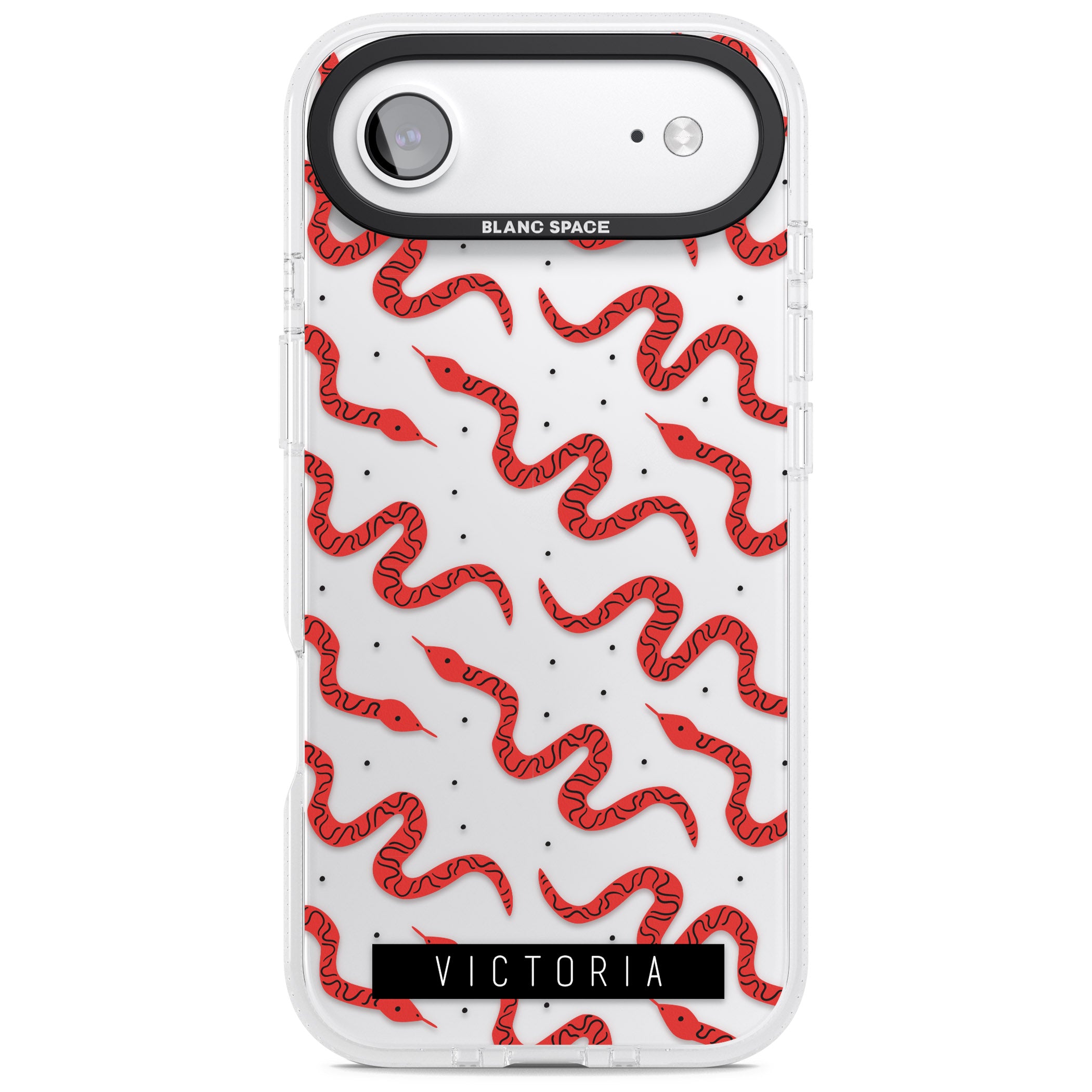 Personalised Red Snake Pattern iPhone 17 Air Impact Air Clear Phone Case