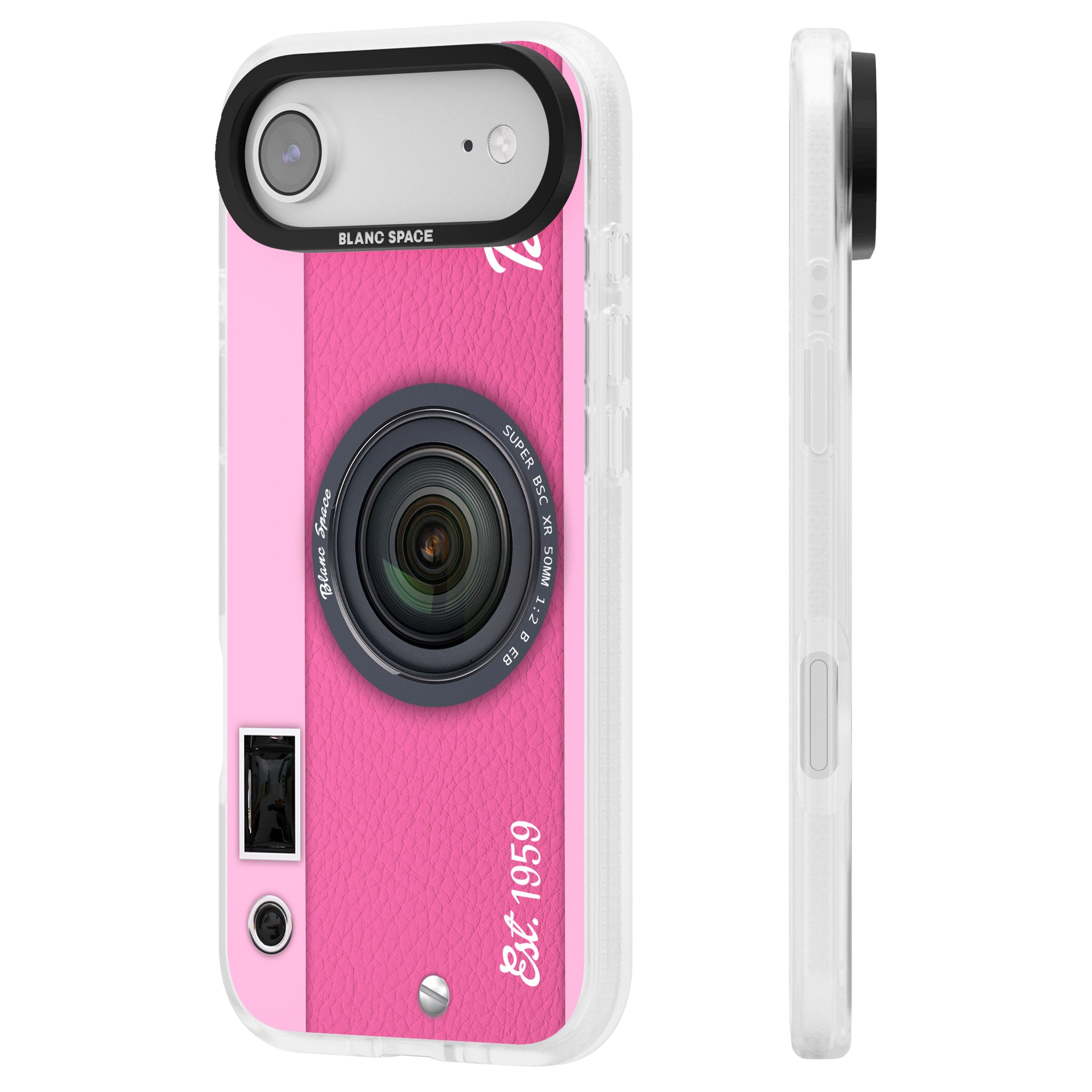 Personalised Pink Dream Camera iPhone 17 Air Impact Air Clear Phone Case Side Profile