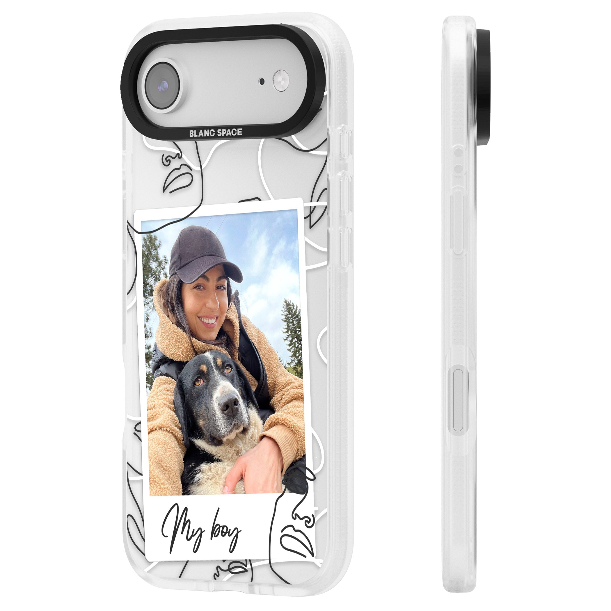 Personalised Abstract Faces Instant Photo iPhone 17 Air Impact Air Clear Phone Case Side Profile