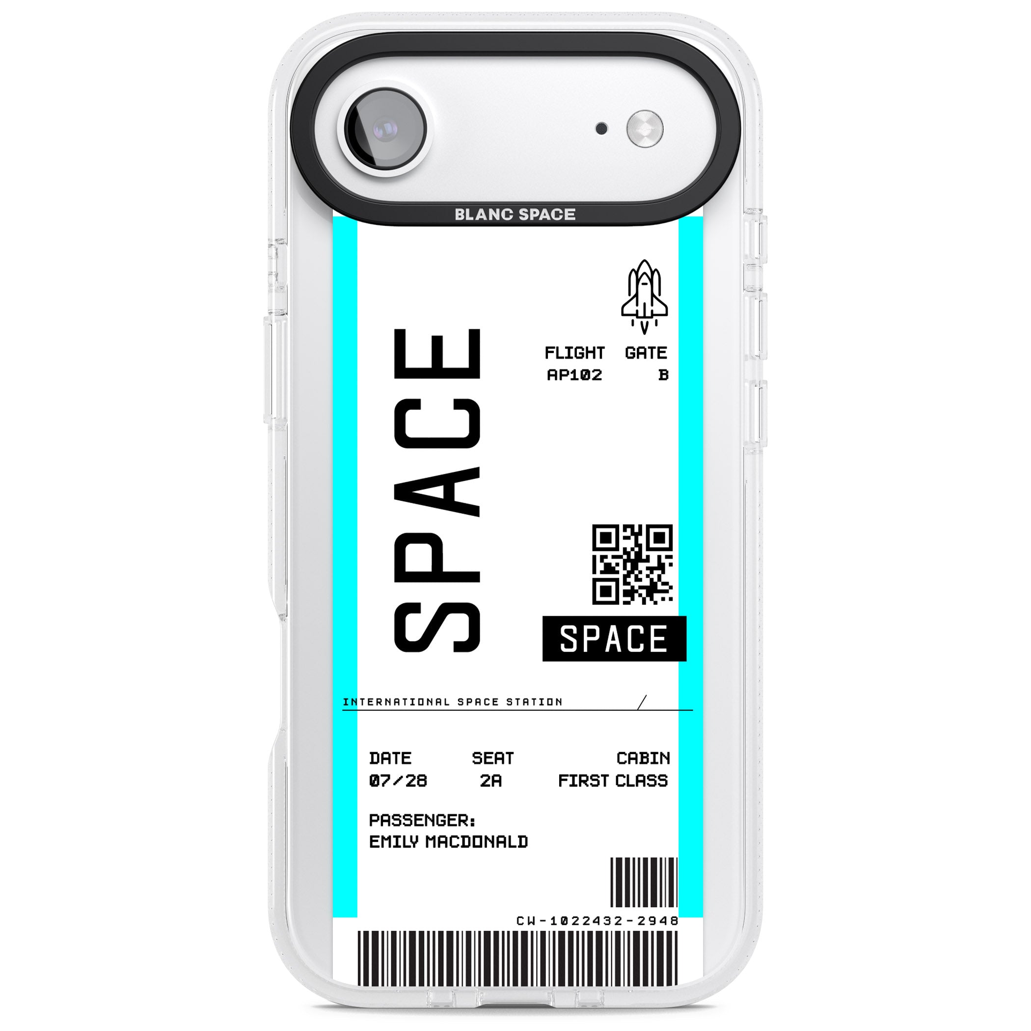 Personalised Space Travel Ticket iPhone 17 Air Impact Air Clear Phone Case