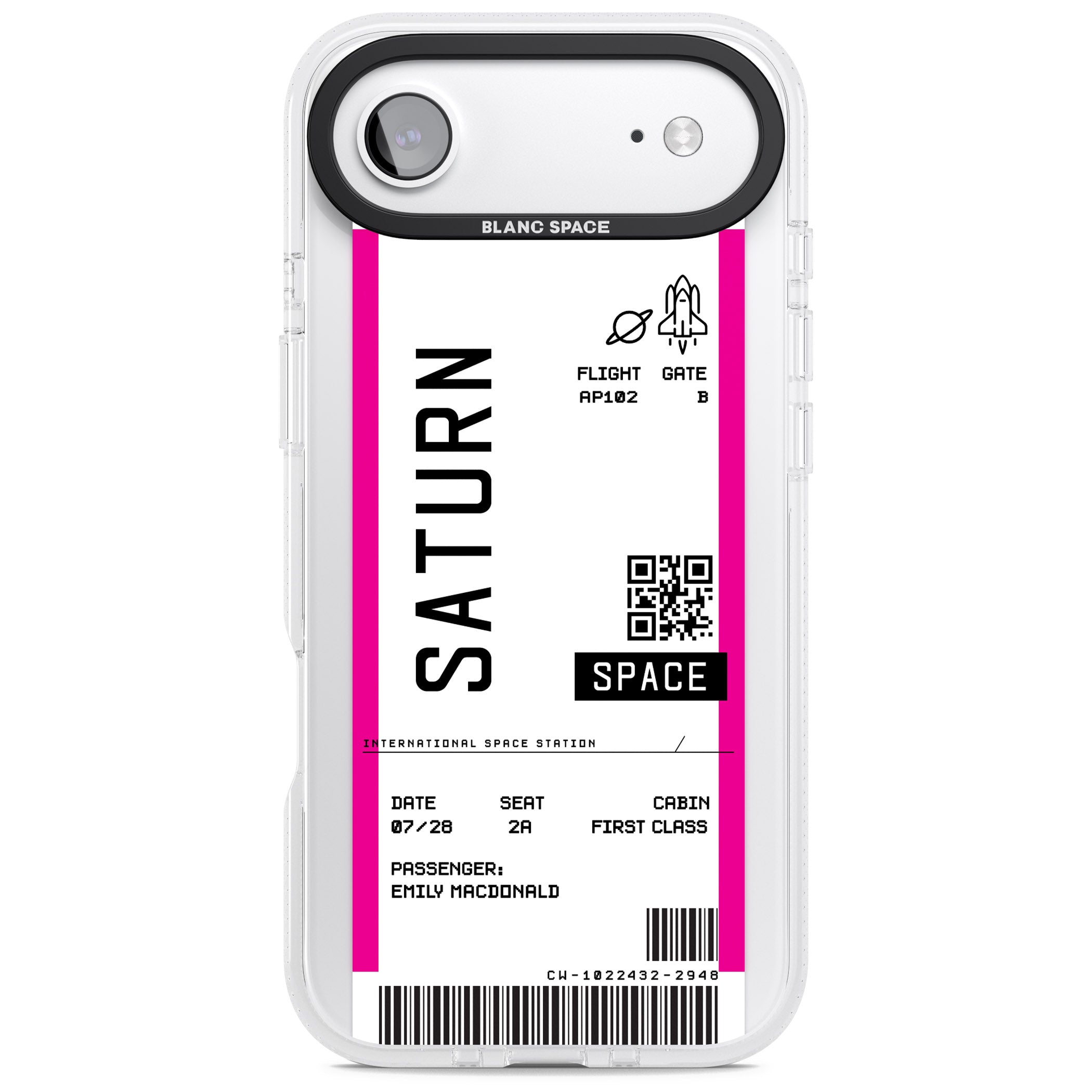 Personalised Saturn Travel Ticket iPhone 17 Air Impact Air Clear Phone Case