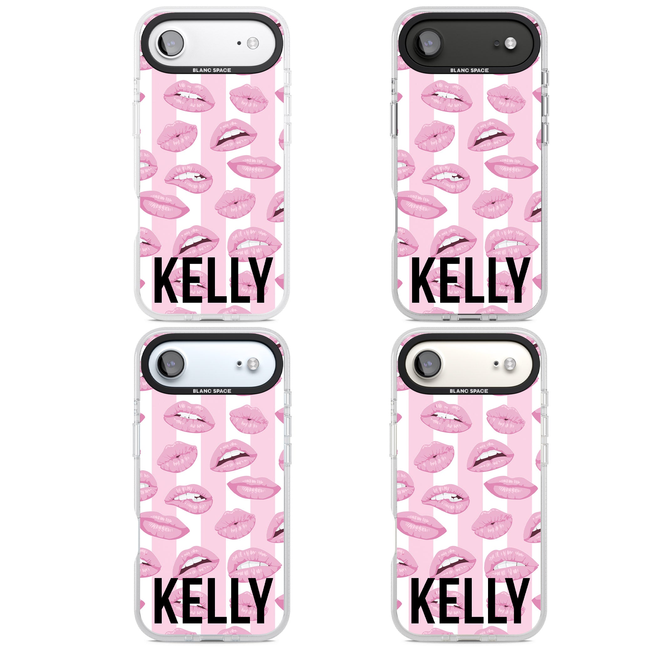 Personalised Pink Stripes & Lips iPhone 17 Air Impact Air Clear Phone Case APT Impact Protection