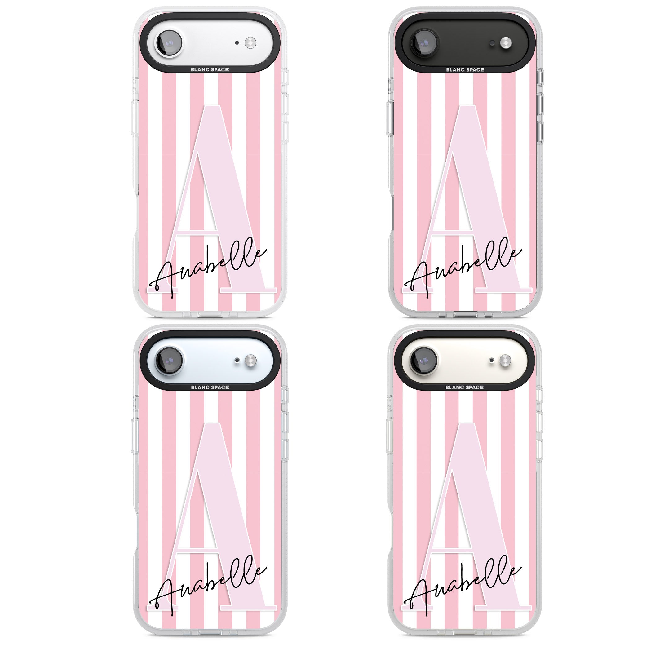 Personalised Pink Stripes & Monogram iPhone 17 Air Impact Air Clear Phone Case APT Impact Protection