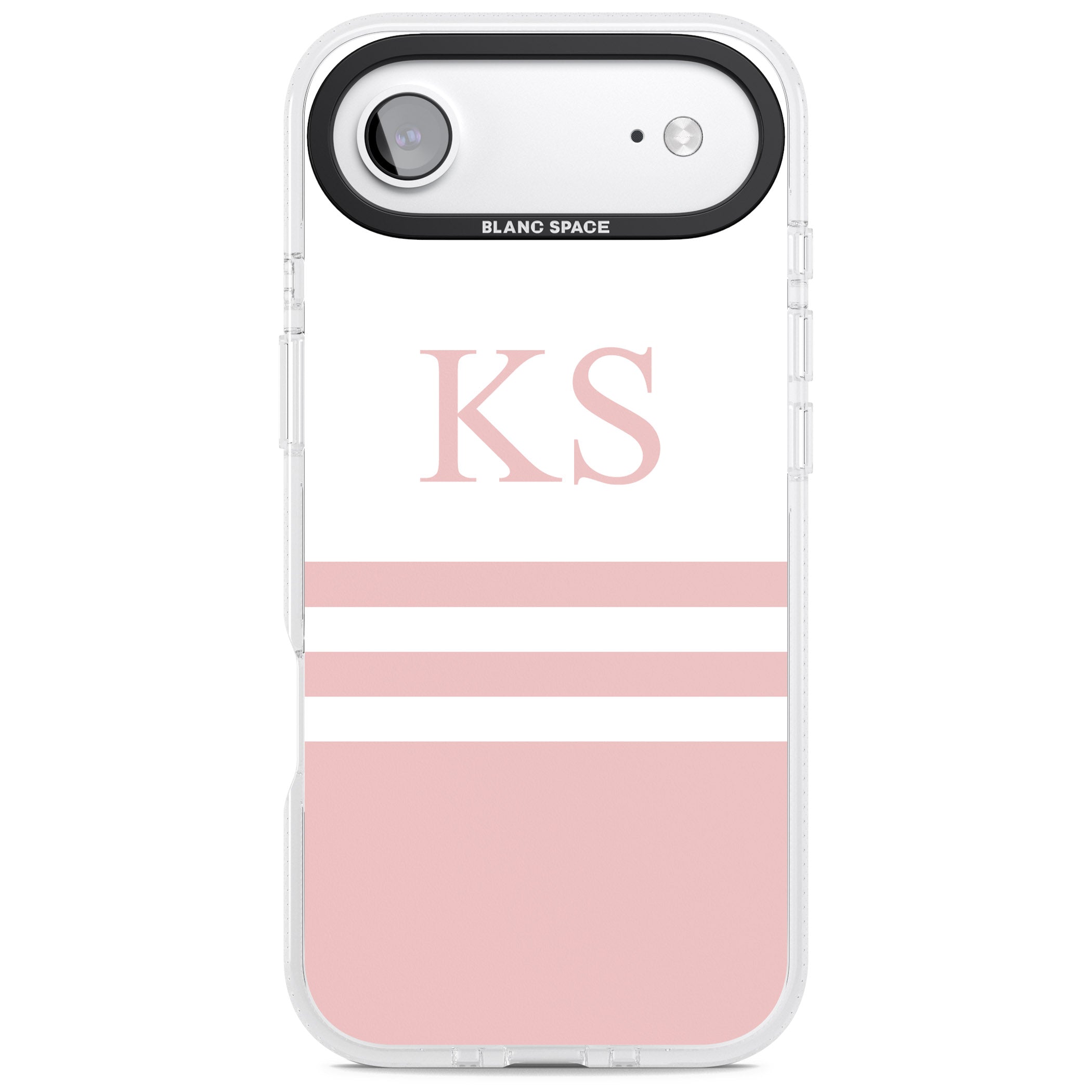 Personalised Pink Stripes & Initials iPhone 17 Air Impact Air Clear Phone Case