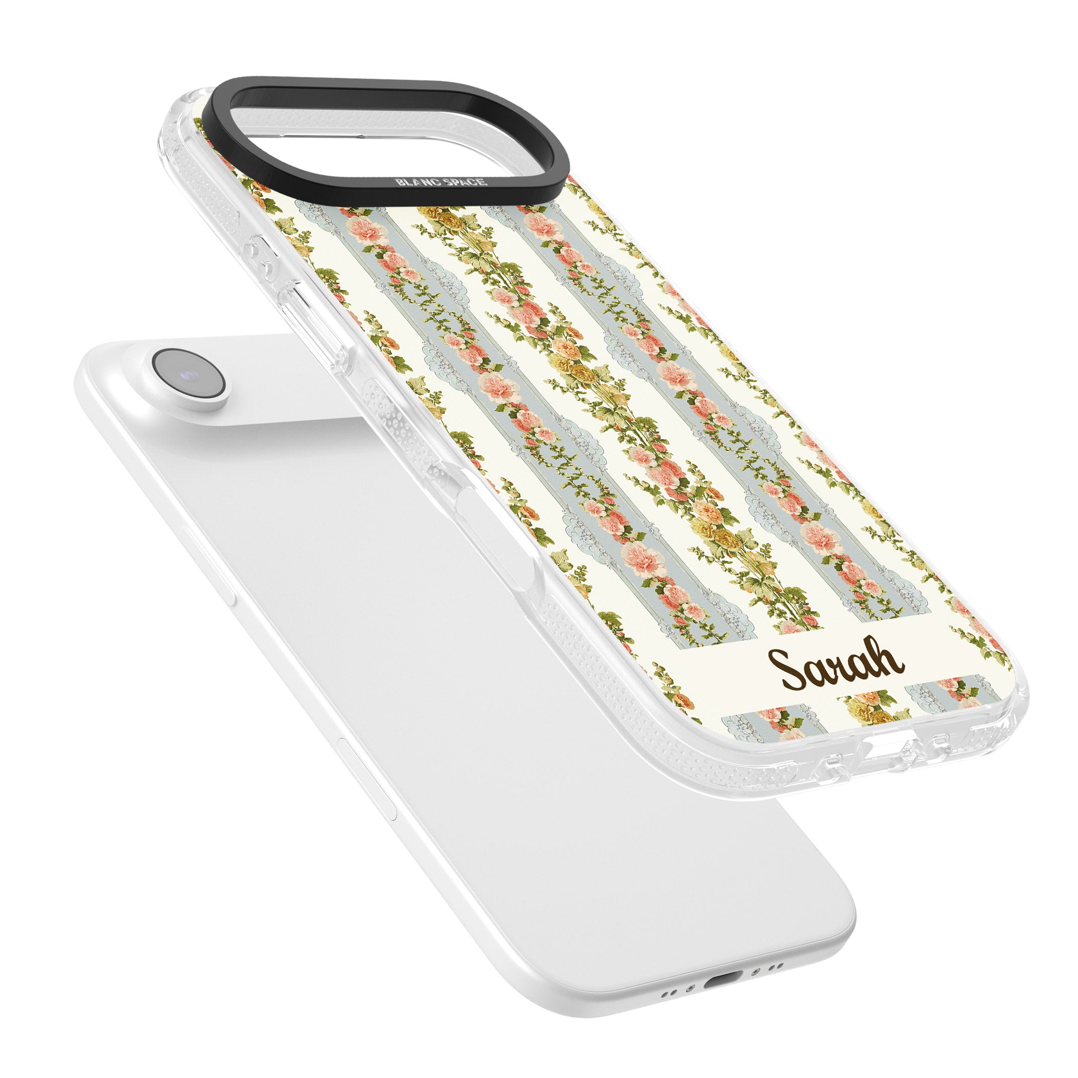 Personalised Vintage Floral Stripes iPhone 17 Air Impact Air Clear Phone Case Colours
