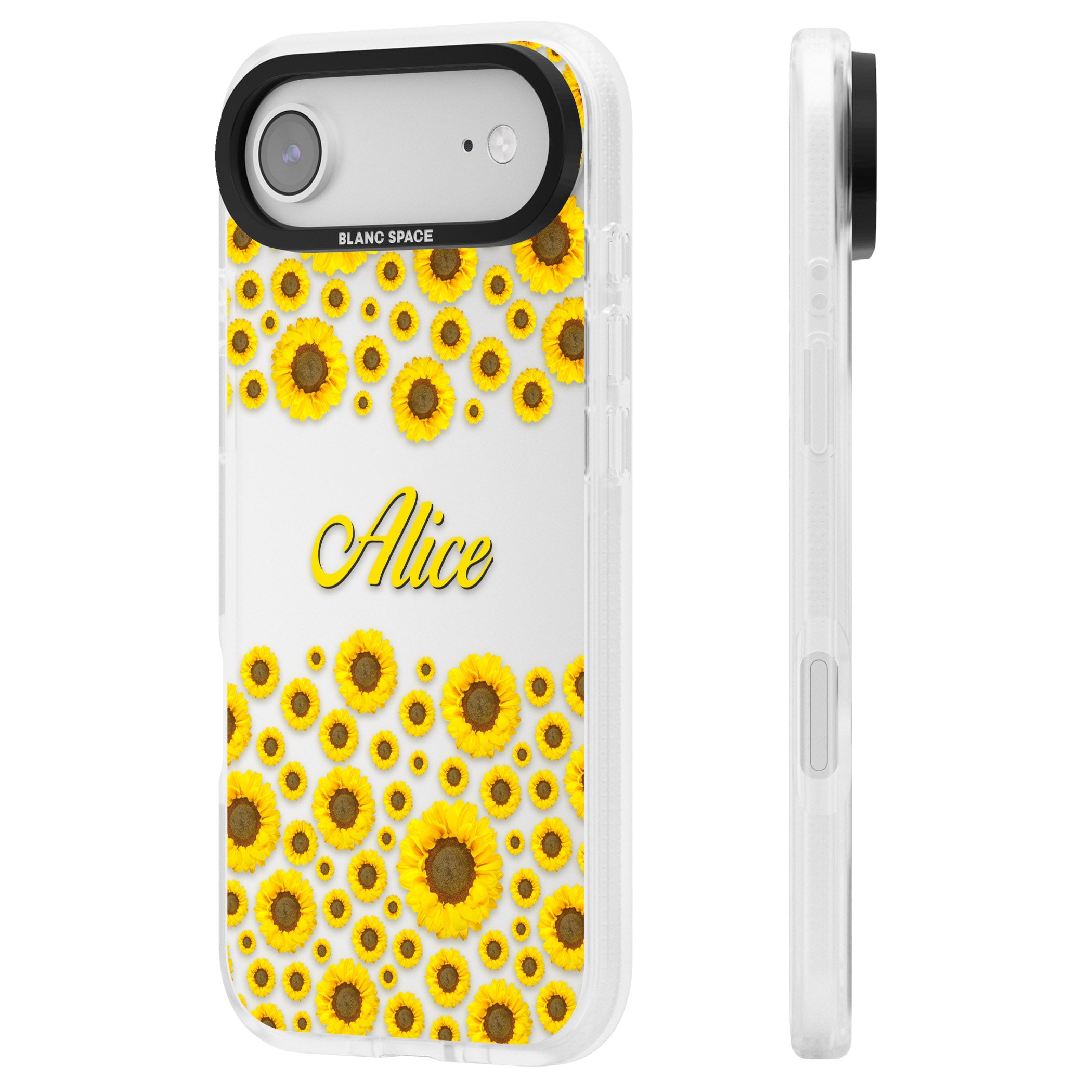 Personalised Sunflowers iPhone 17 Air Impact Air Clear Phone Case Side Profile