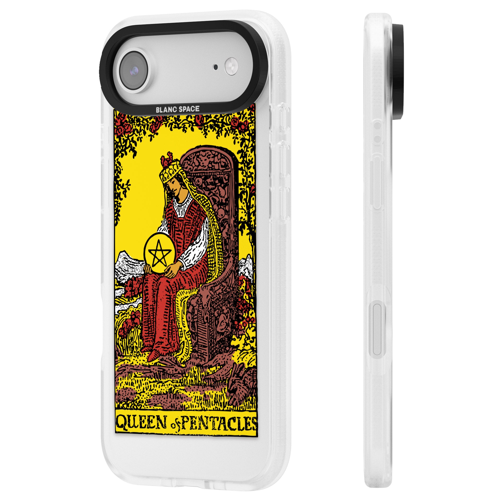 Personalised Queen Of Pentacles Tarot Card (Color) iPhone 17 Air Impact Air Clear Phone Case Side Profile