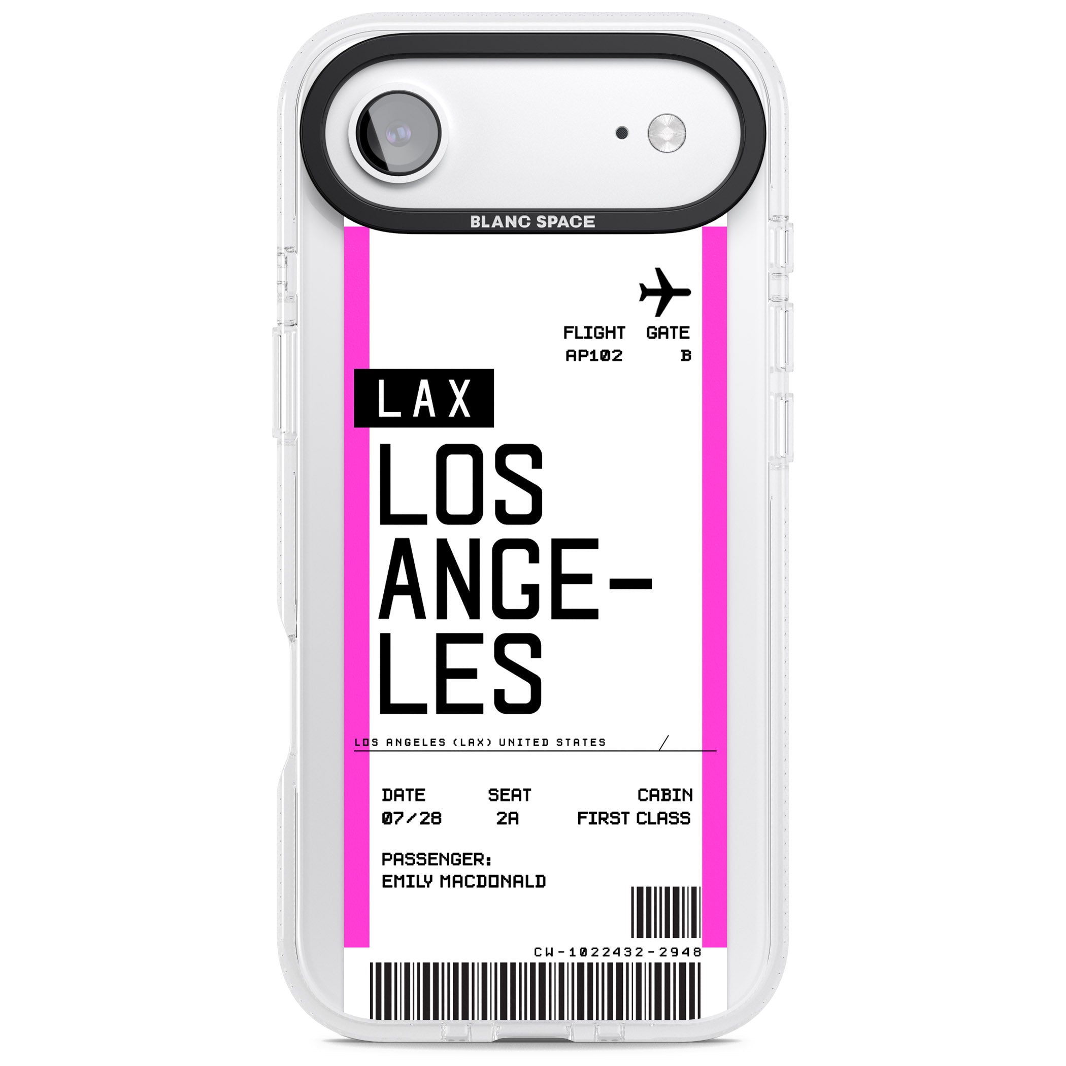 Personalised Los Angeles Boarding Pass iPhone 17 Air Impact Air Clear Phone Case