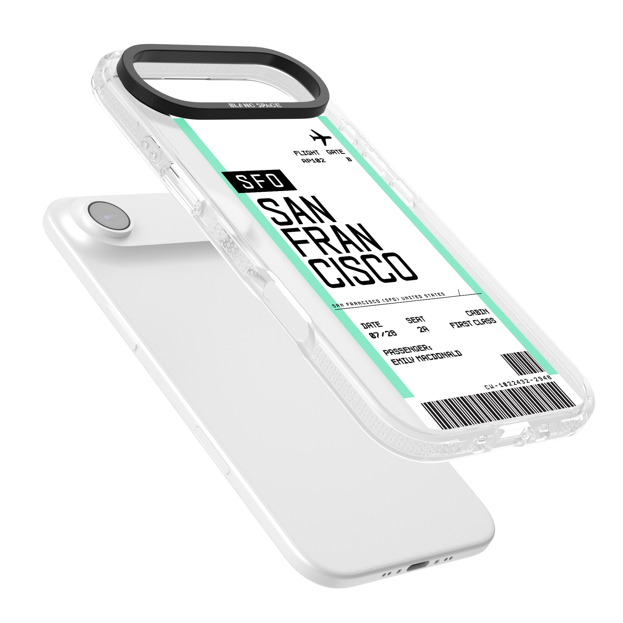 Personalised San Francisco Boarding Pass iPhone 17 Air Impact Air Clear Phone Case Colours
